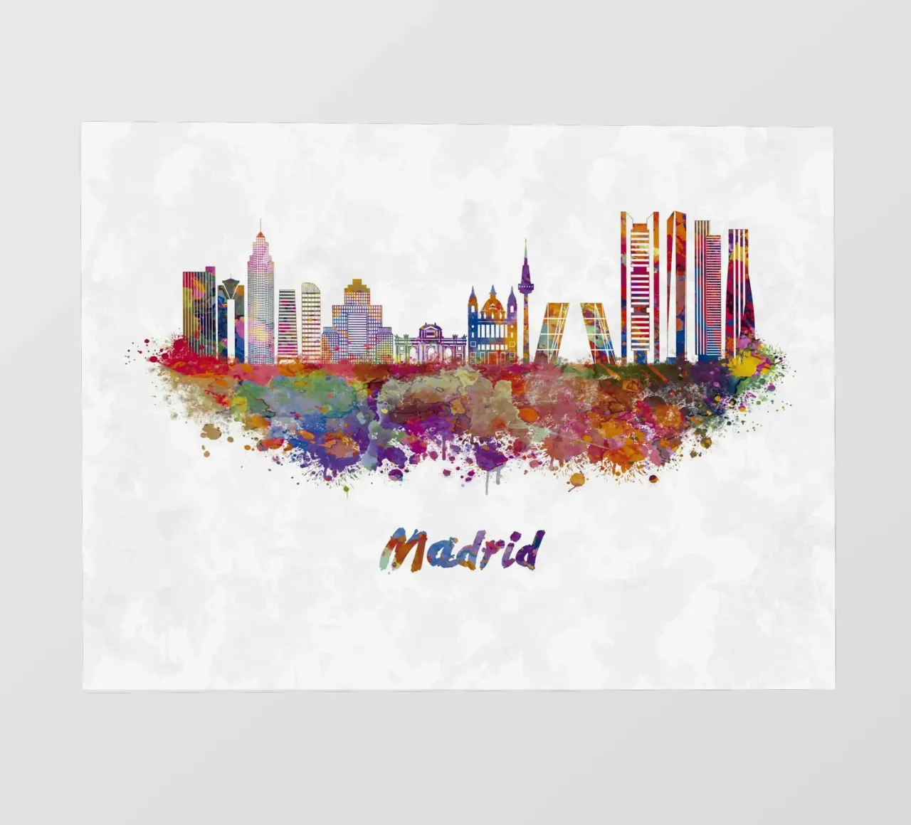 Lo skyline di Madrid in acquerello telo in pvc da 🎁 ARTVI-SHOP