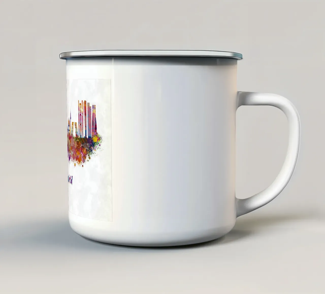 Lo skyline di Madrid in acquerello tazza in smalto da ARTVI-SHOP