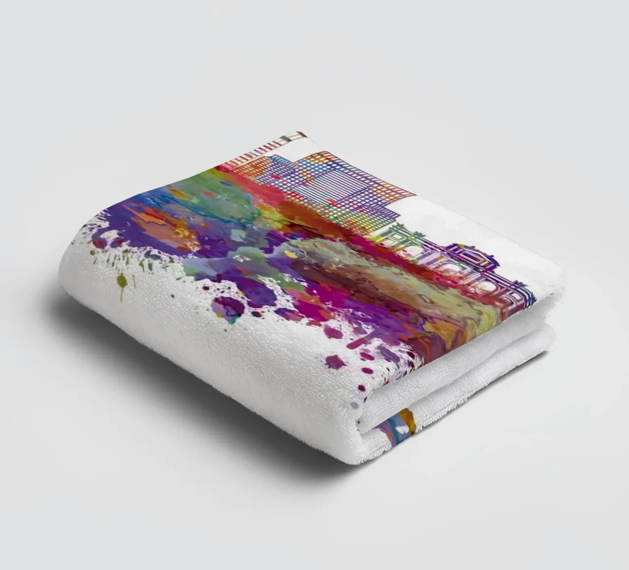 Lo skyline di Madrid in acquerello asciugamano da bagno da 🎁 ARTVI-SHOP