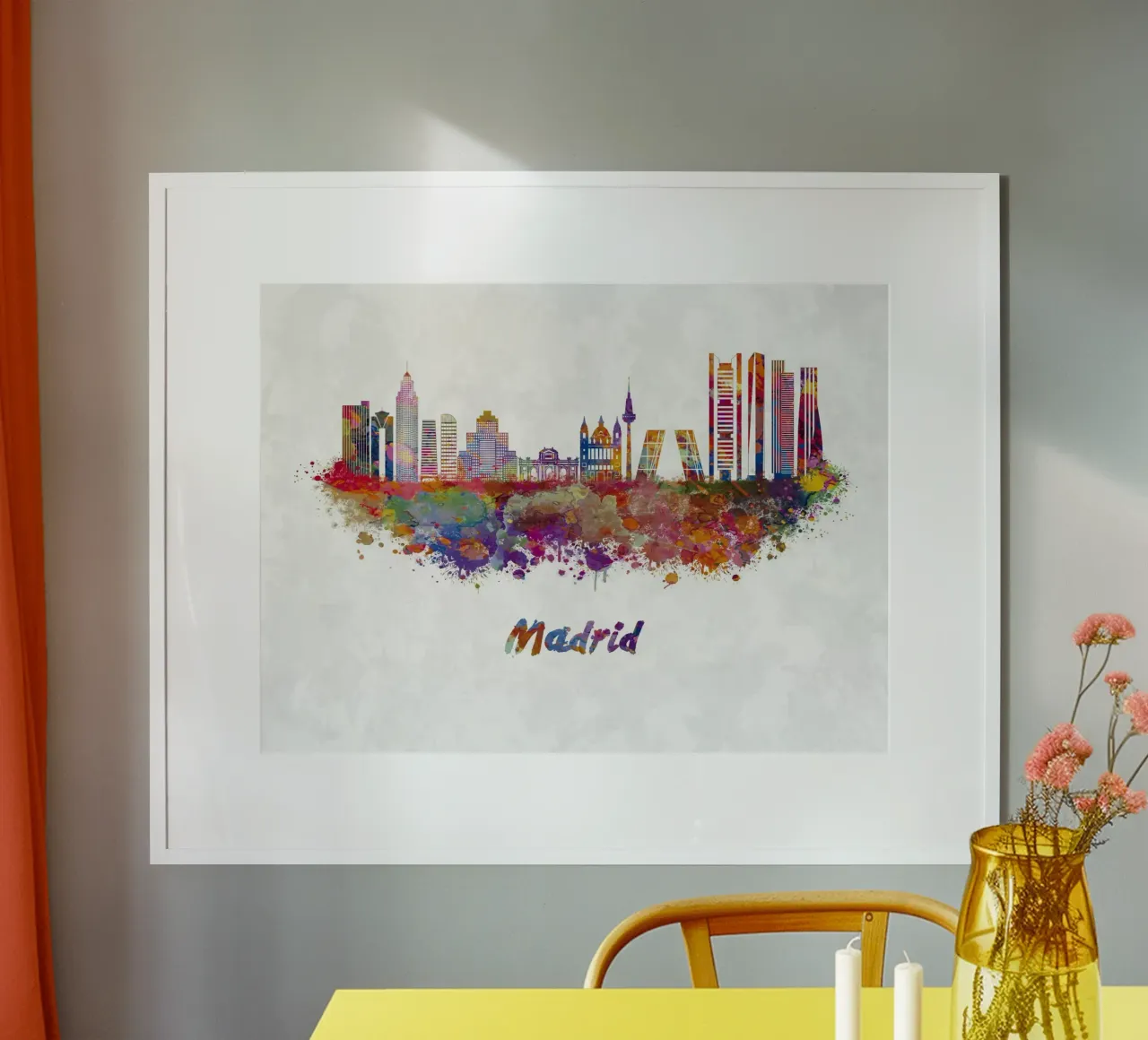 Lo skyline di Madrid in acquerello carta hahnemühle da 🎁 ARTVI-SHOP
