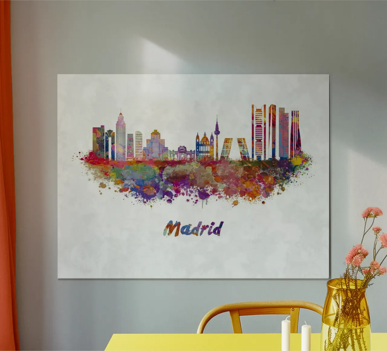 Lo skyline di Madrid in acquerello carta hahnemühle da 🎁 ARTVI-SHOP