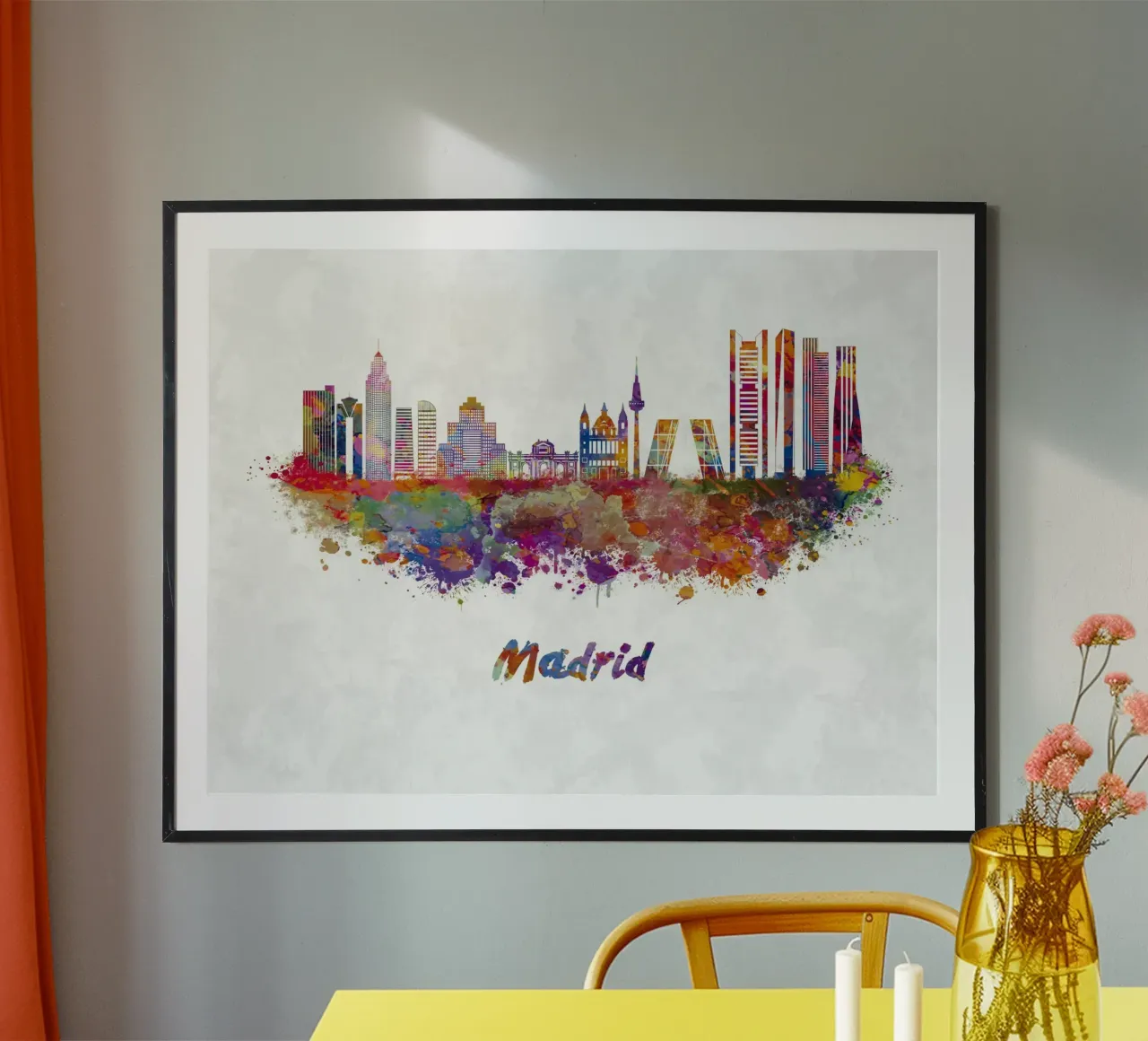 Lo skyline di Madrid in acquerello carta hahnemühle da 🎁 ARTVI-SHOP