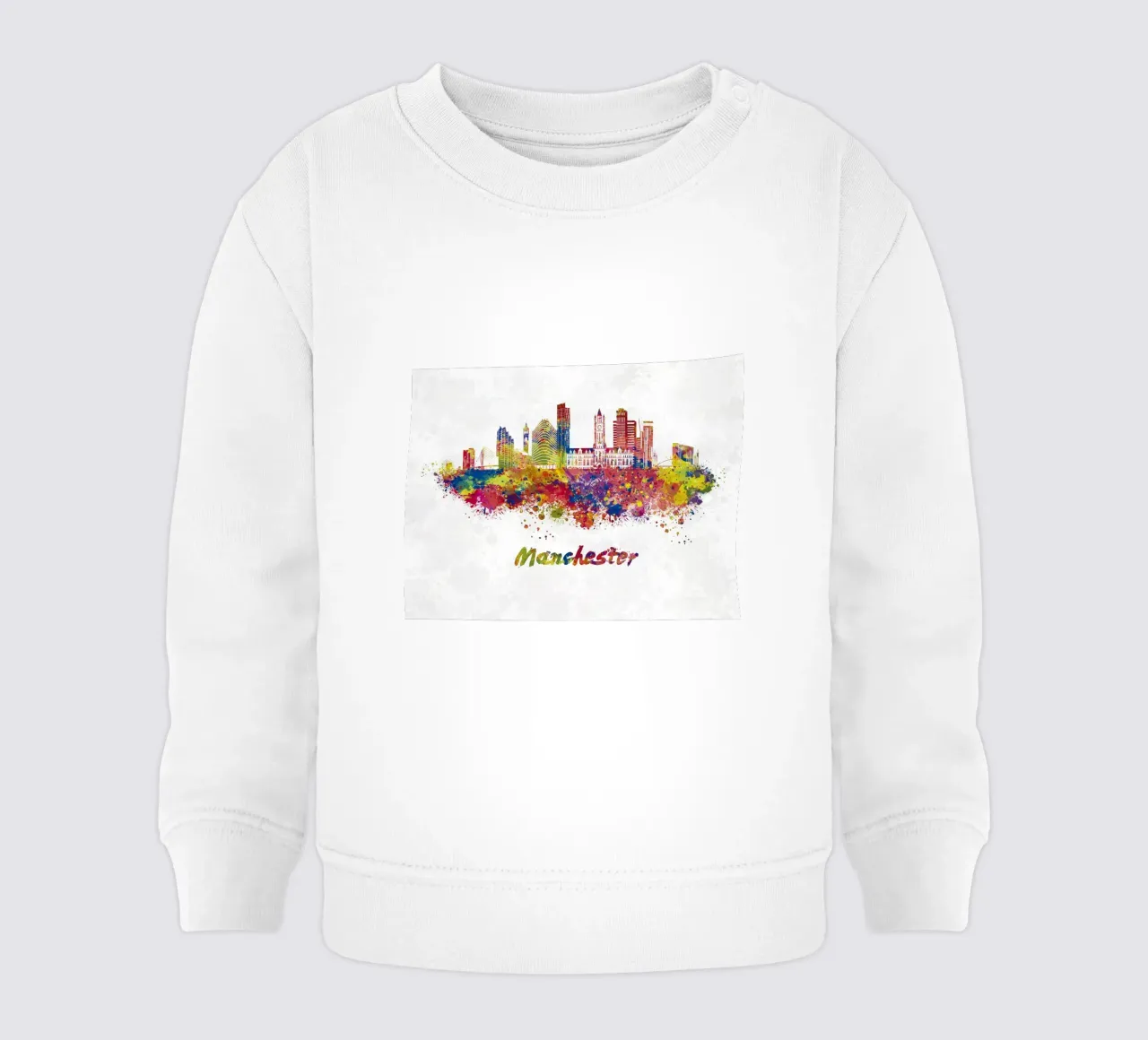 Lo skyline di Manchester in acquerello felpa neonato da 🎁 ARTVI-SHOP
