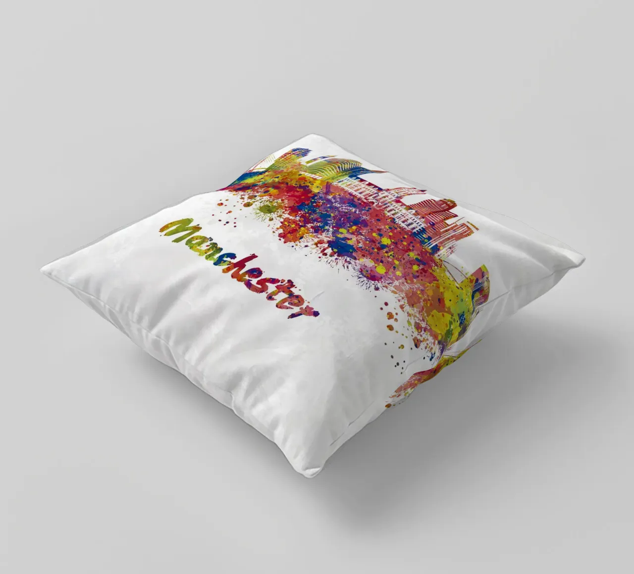 Lo skyline di Manchester in acquerello cuscino da 🎁 ARTVI-SHOP