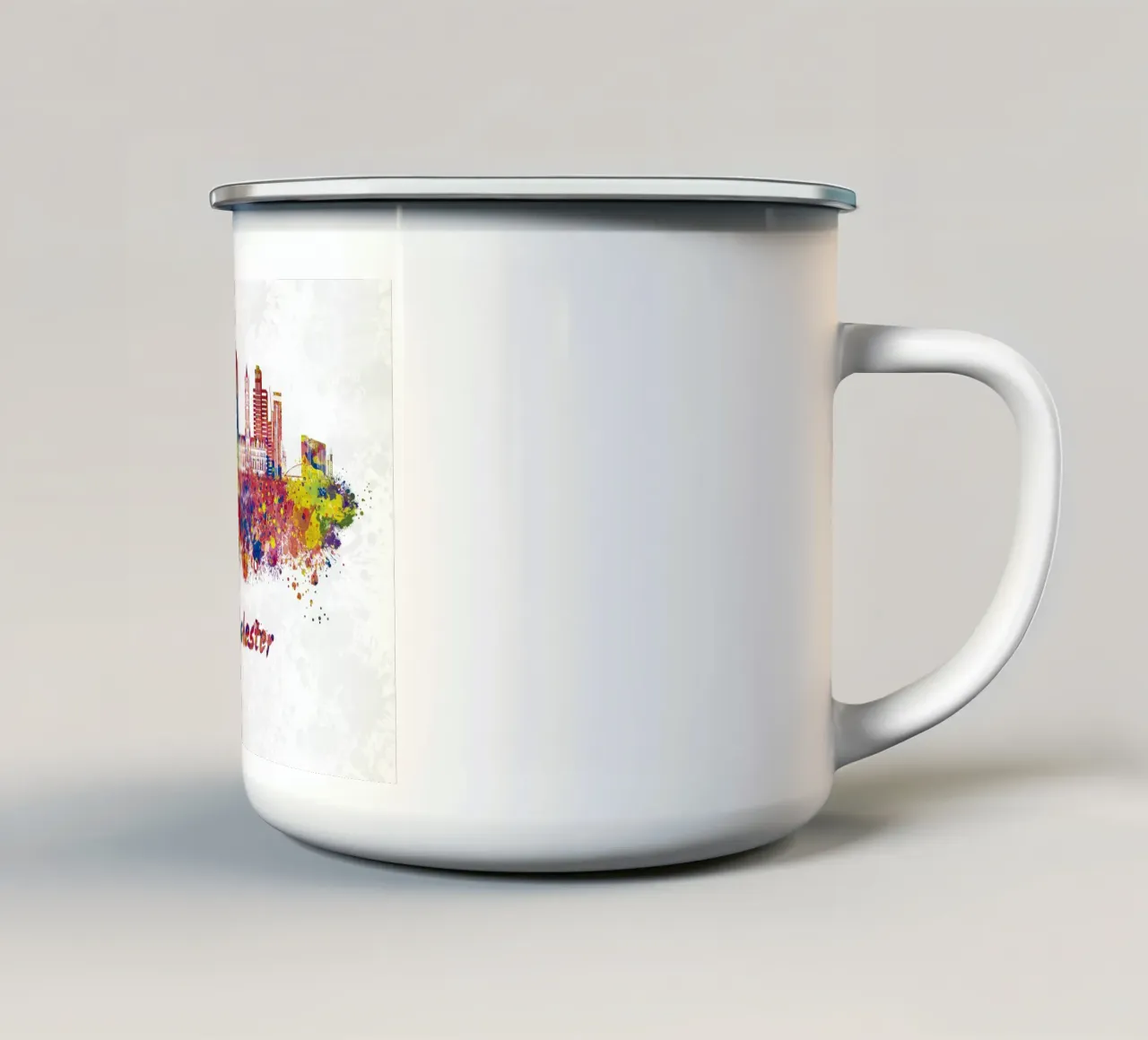 Lo skyline di Manchester in acquerello tazza in smalto da ARTVI-SHOP