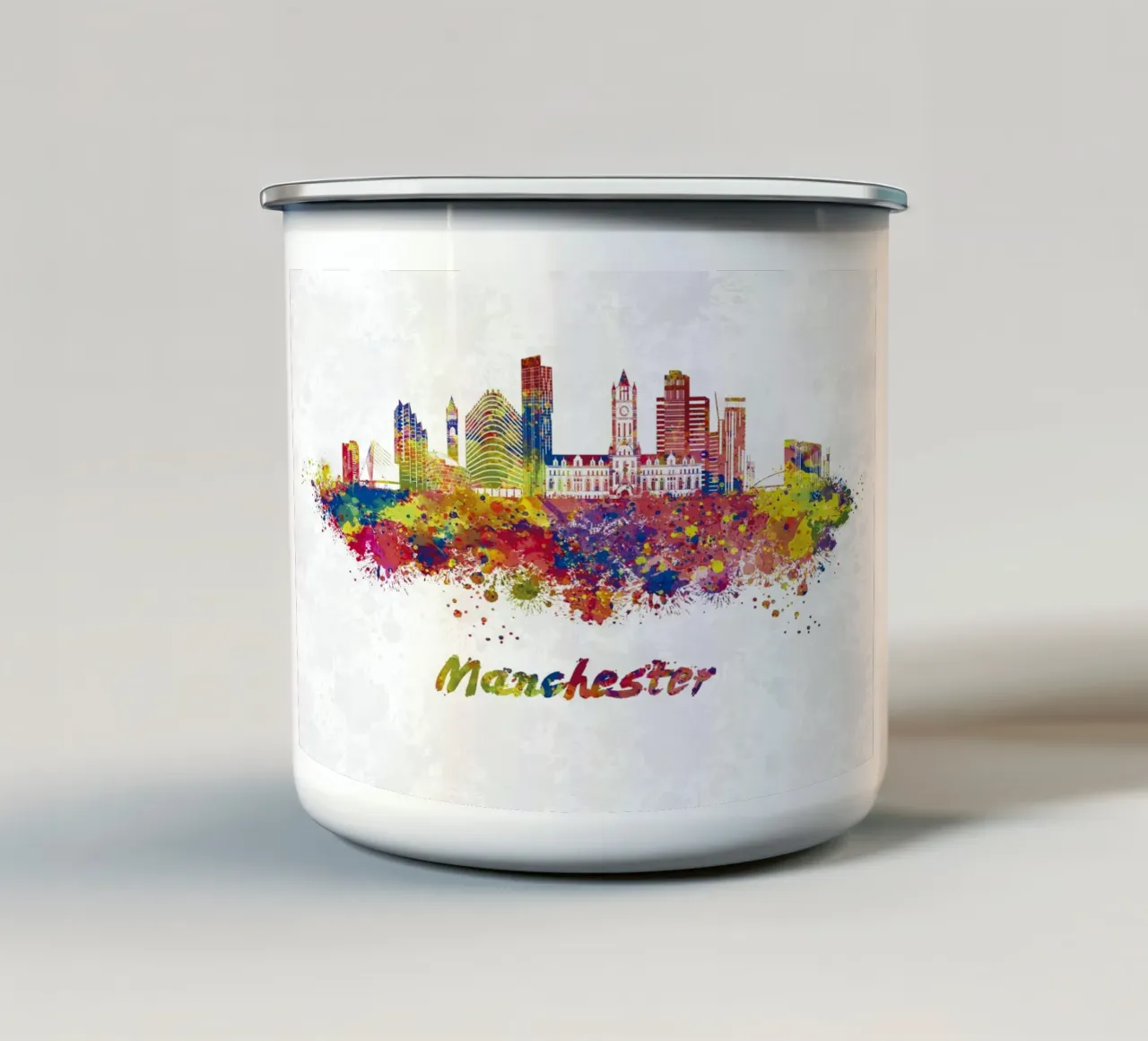 Lo skyline di Manchester in acquerello tazza in smalto da ARTVI-SHOP