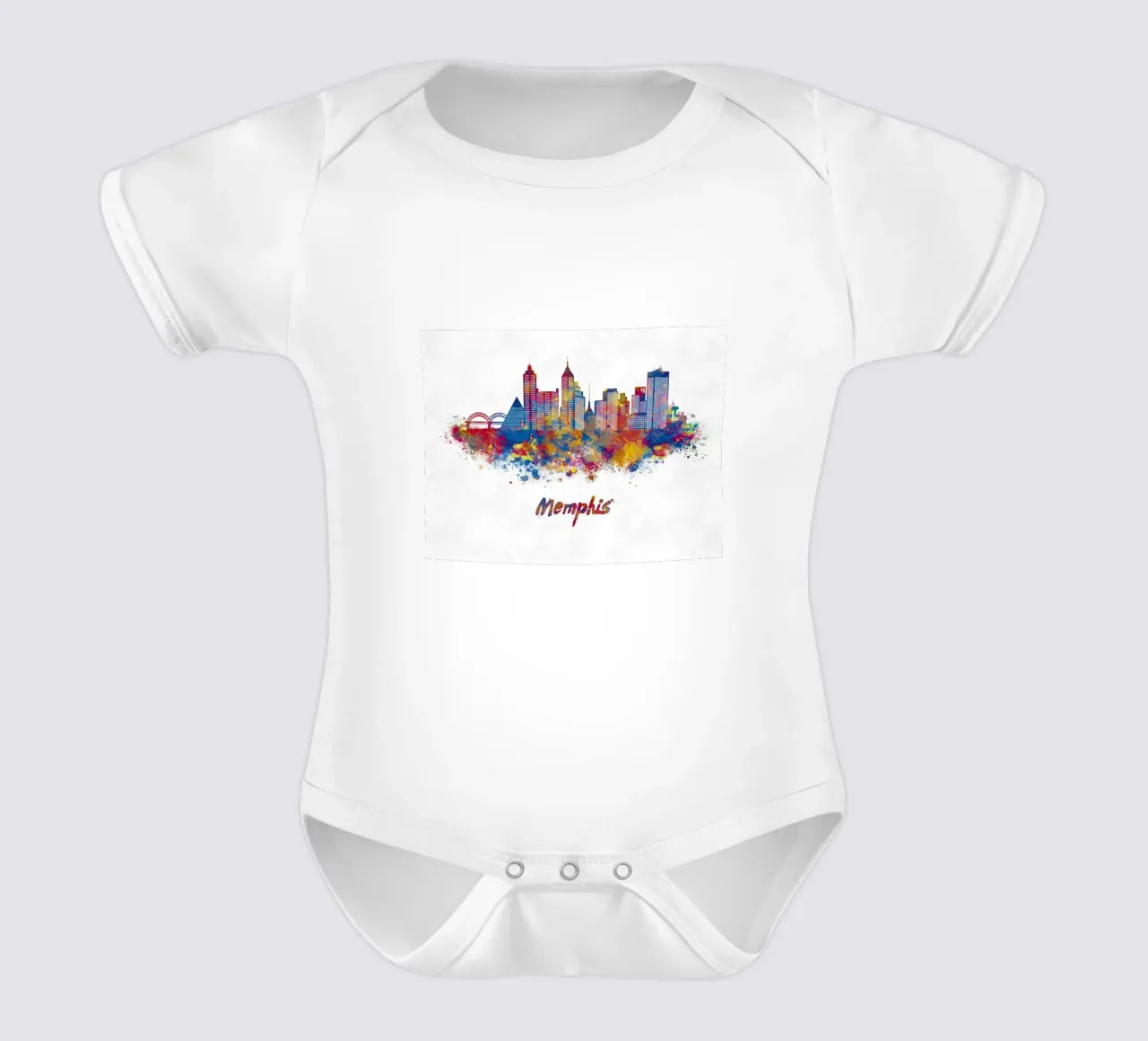 Lo skyline di Memphis in acquerello body neonato maniche corte da ARTVI-SHOP