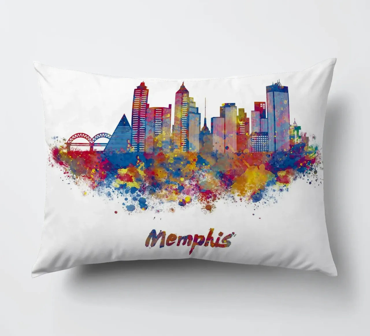 Lo skyline di Memphis in acquerello cuscino da ARTVI-SHOP