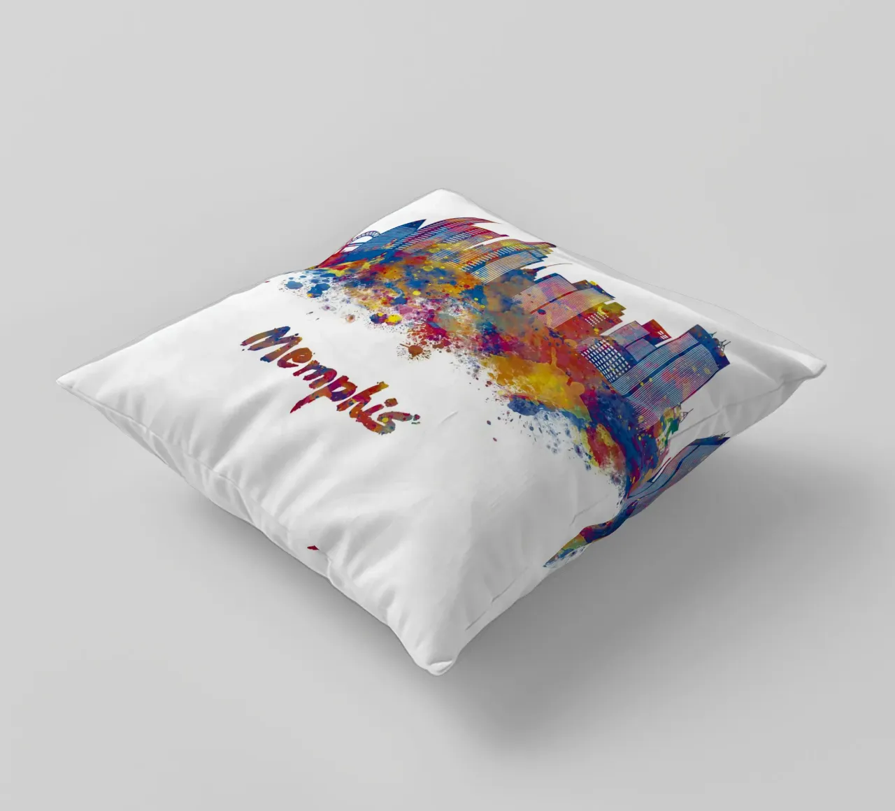 Lo skyline di Memphis in acquerello cuscino da ARTVI-SHOP