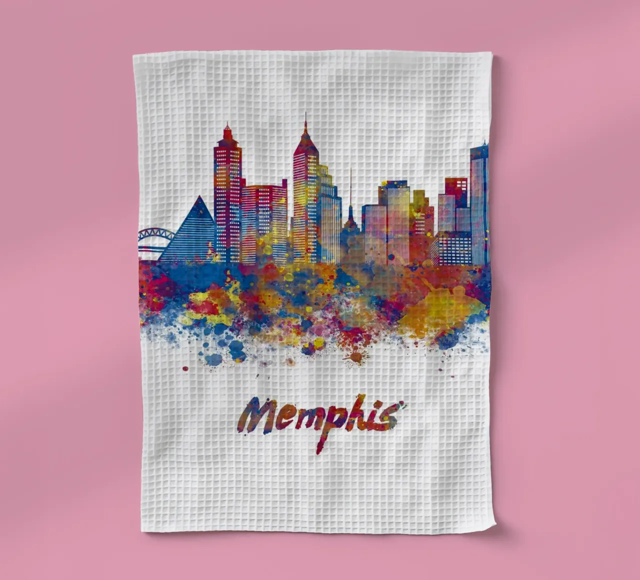 Lo skyline di Memphis in acquerello canovaccio da cucina da ARTVI-SHOP