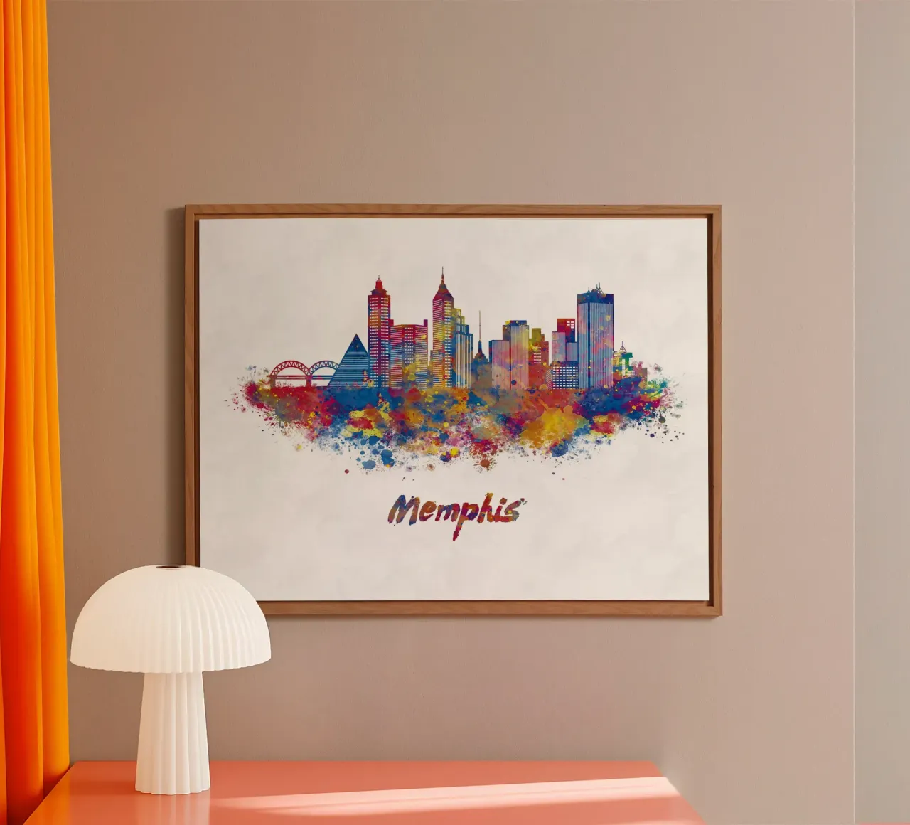 Lo skyline di Memphis in acquerello alluminio dibond da ARTVI-SHOP