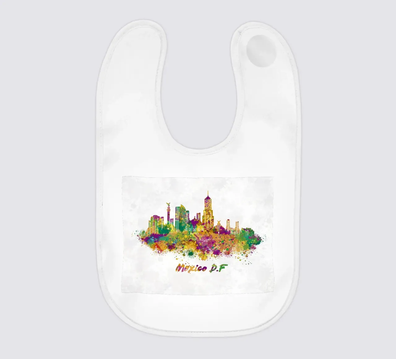 Lo skyline di Città del Messico in acquerello bavaglino da ARTVI-SHOP