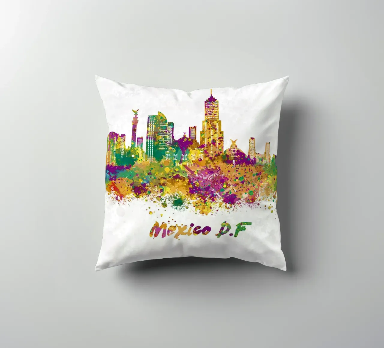 Lo skyline di Città del Messico in acquerello cuscino da ARTVI-SHOP