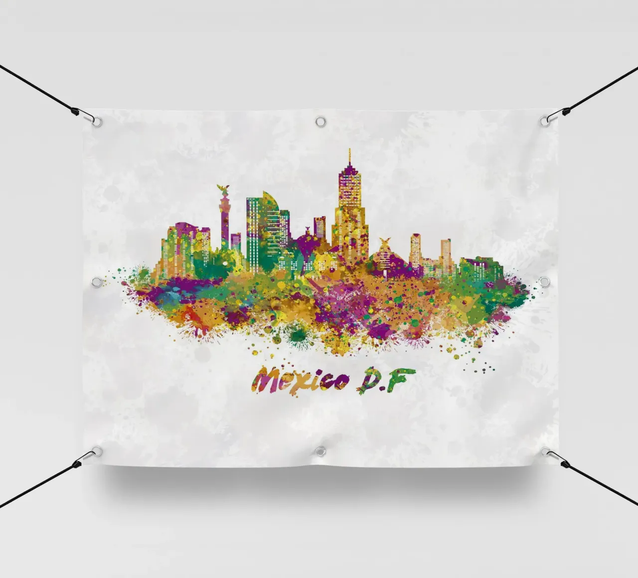 Lo skyline di Città del Messico in acquerello telo in pvc da ARTVI-SHOP