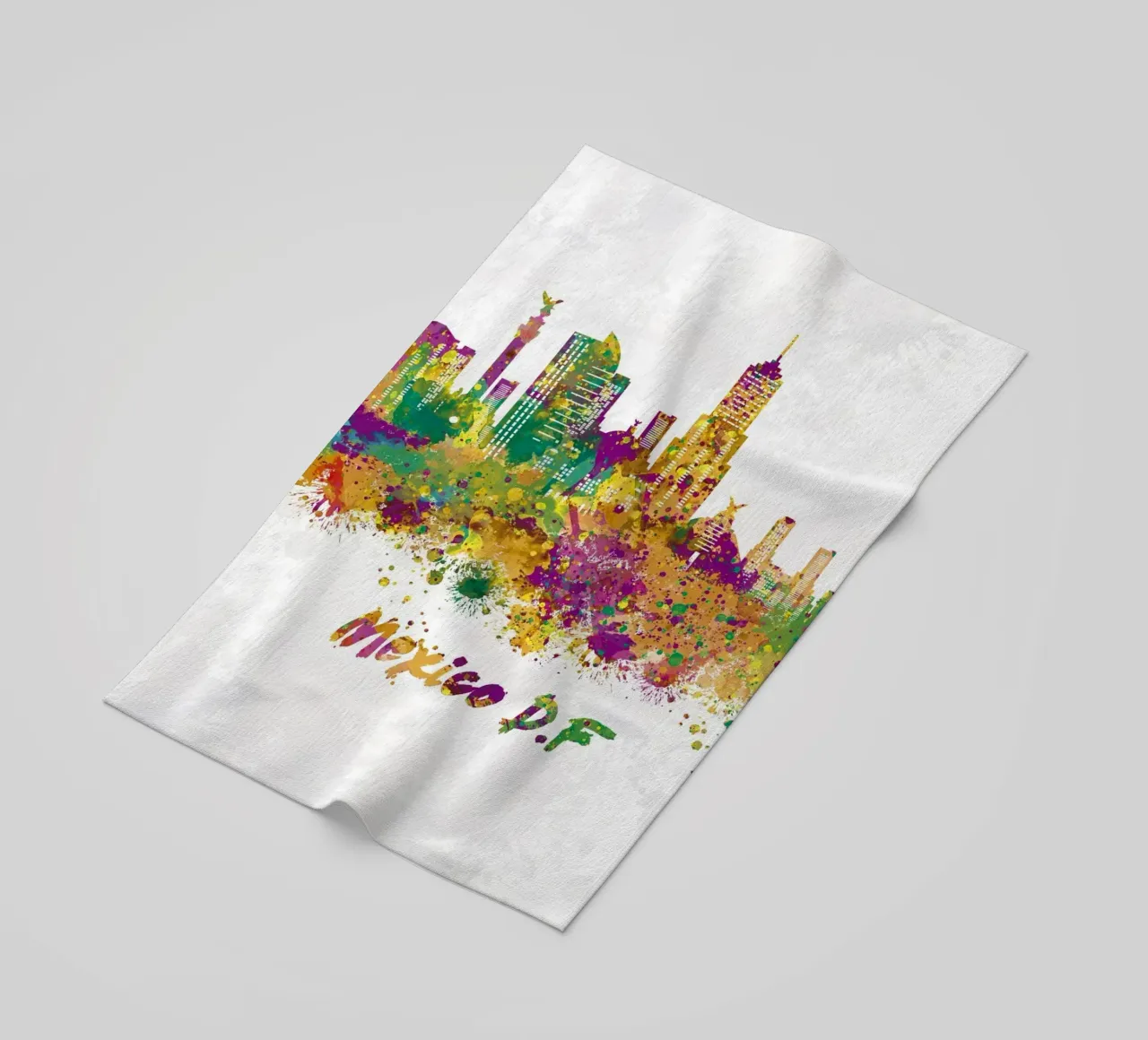 Lo skyline di Città del Messico in acquerello telo mare da ARTVI-SHOP
