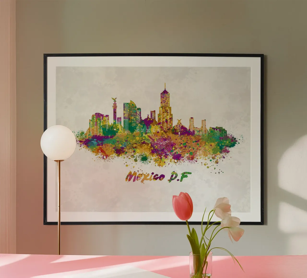 Lo skyline di Città del Messico in acquerello carta hahnemühle da ARTVI-SHOP