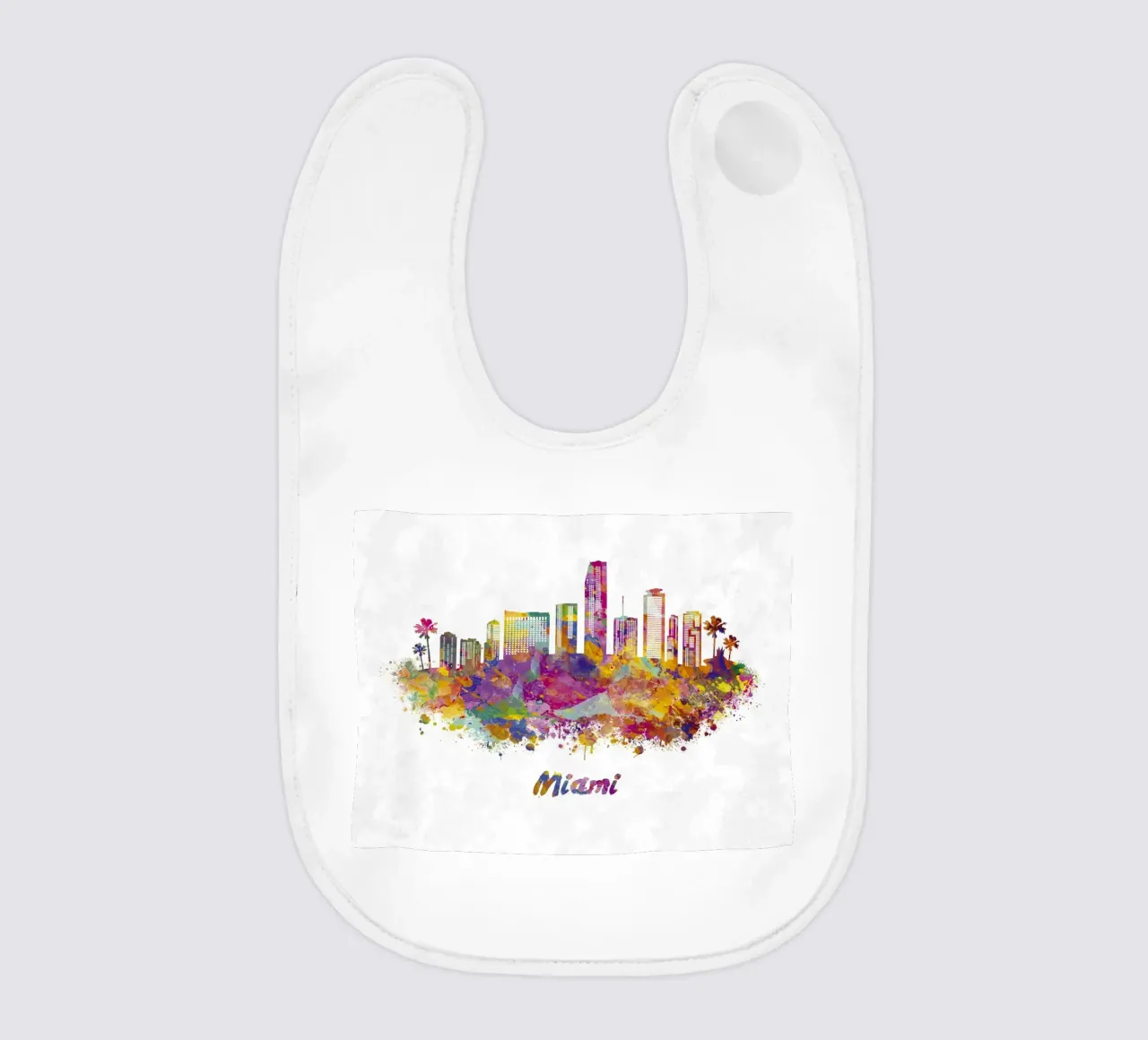 Lo skyline di Miami in acquerello bavaglino da 🎁 ARTVI-SHOP