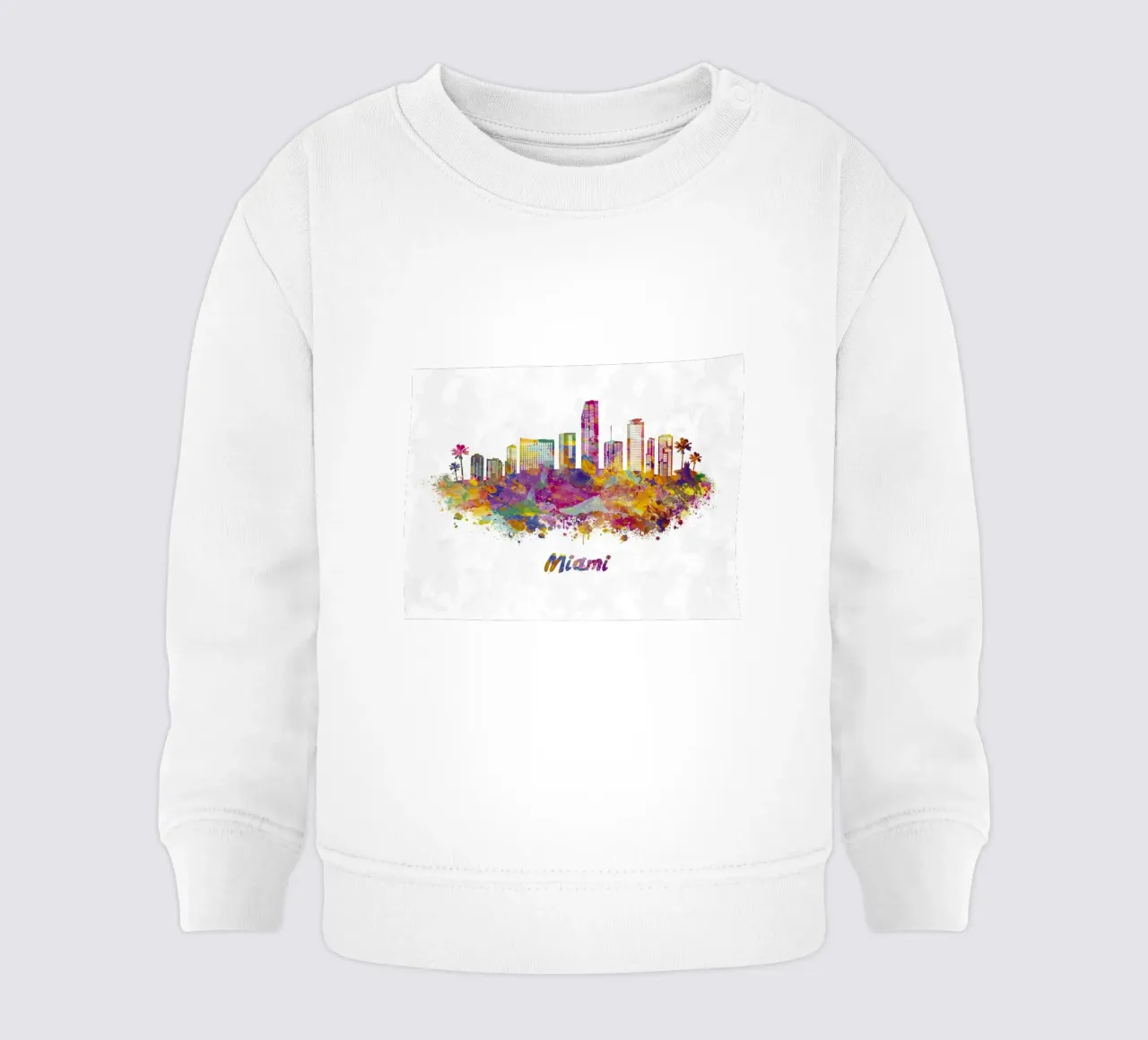 Lo skyline di Miami in acquerello felpa neonato da ARTVI-SHOP