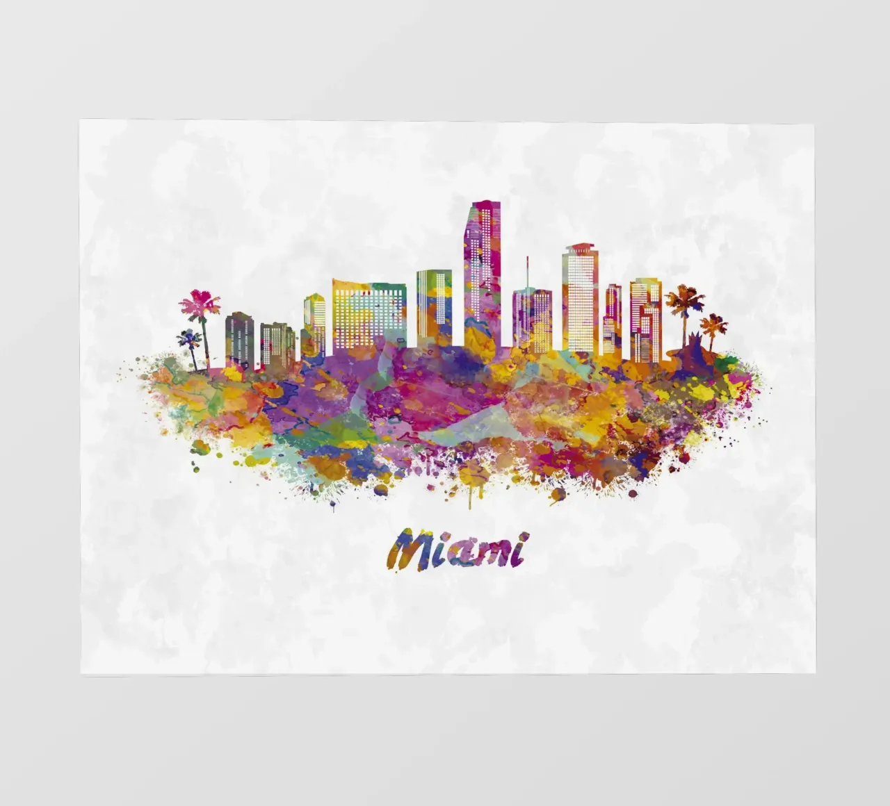Lo skyline di Miami in acquerello pellicola backlit da ARTVI-SHOP