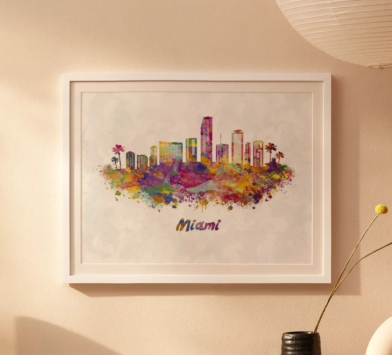 Lo skyline di Miami in acquerello poster da 🎁 ARTVI-SHOP