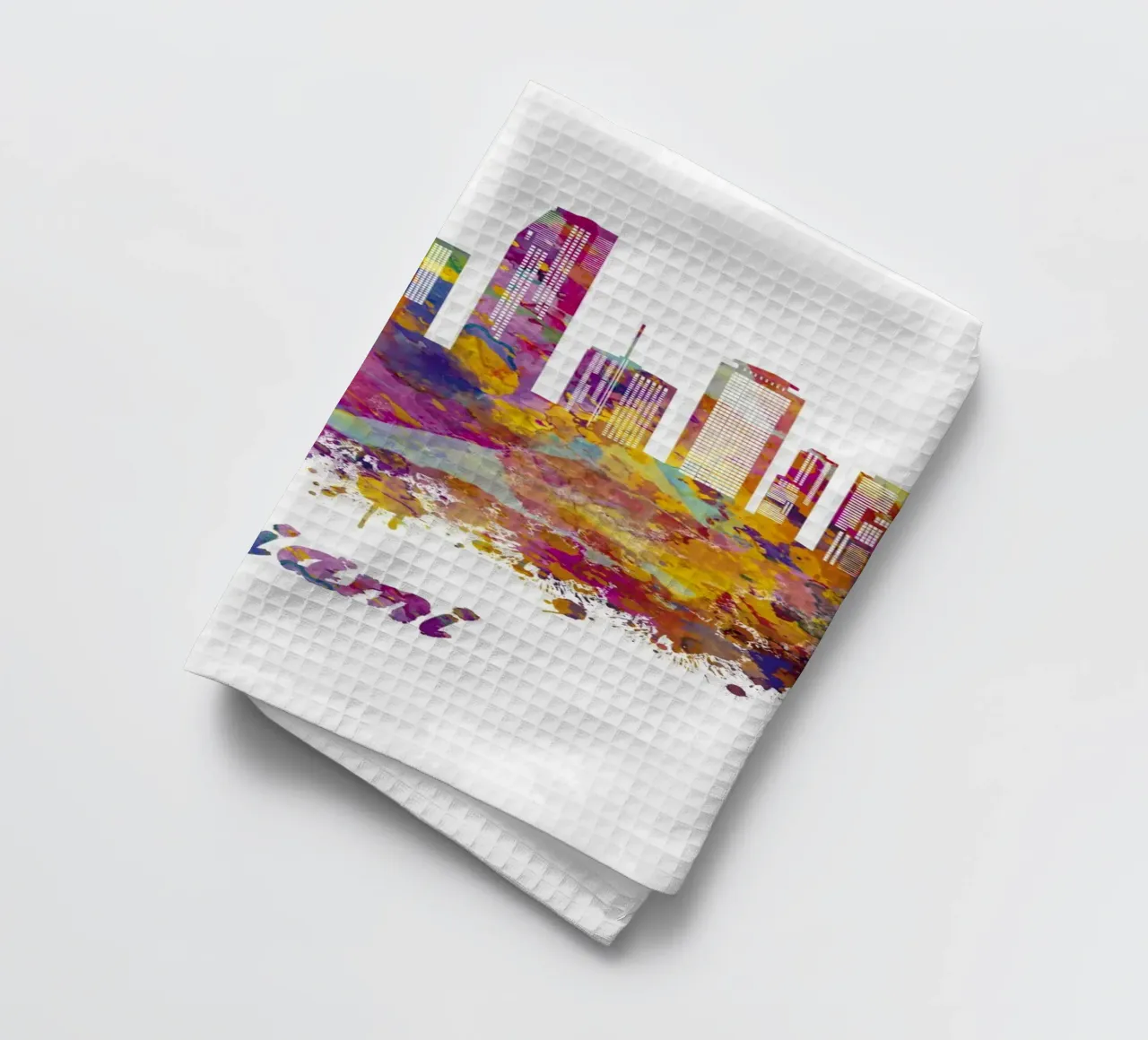 Lo skyline di Miami in acquerello canovaccio da cucina da 🎁 ARTVI-SHOP