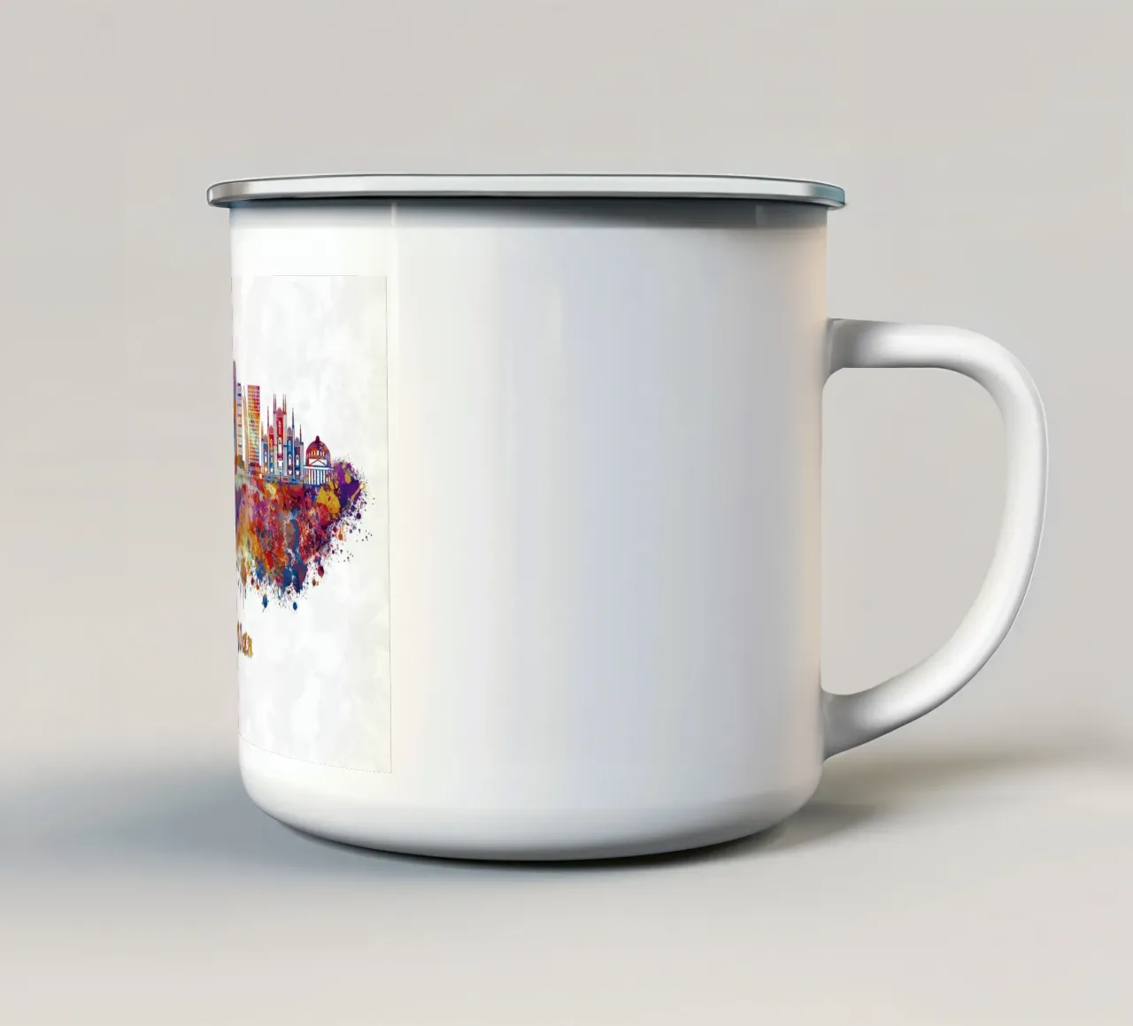 Lo skyline di Milano in acquerello tazza in smalto da ARTVI-SHOP