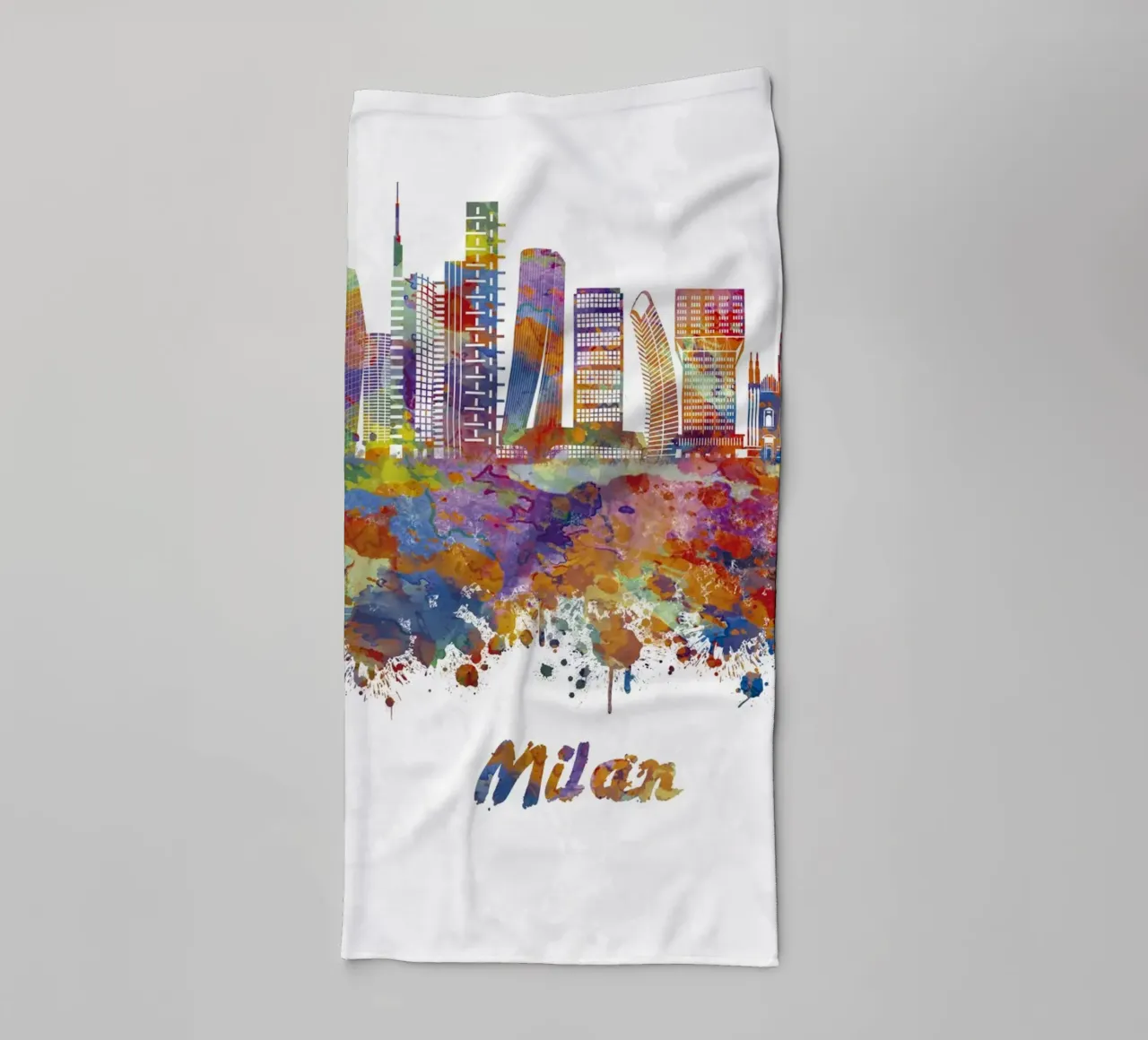 Mailänder Skyline in Aquarell Handtuch von 🎁 ARTVI-SHOP