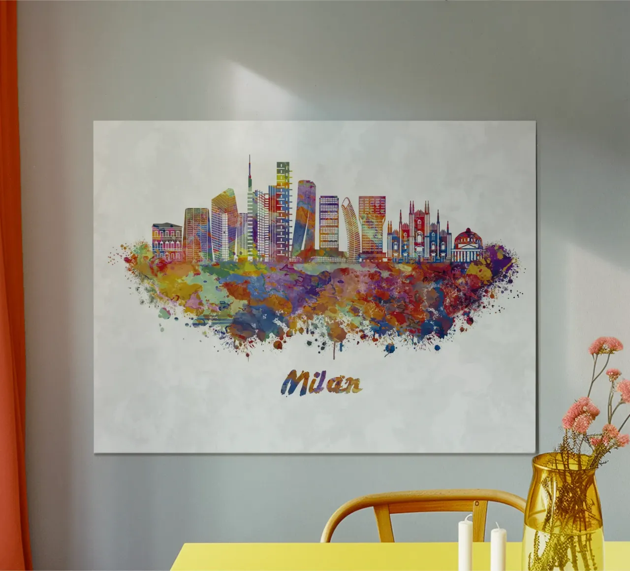 Lo skyline di Milano in acquerello carta hahnemühle da 🎁 ARTVI-SHOP