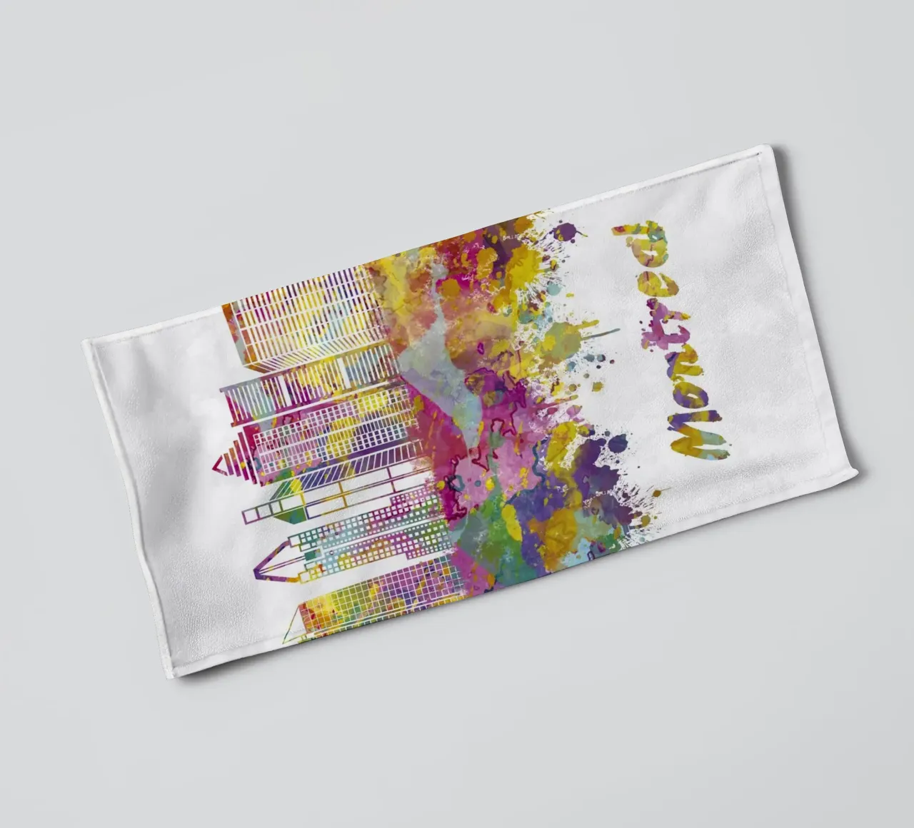 Lo skyline di Montreal in acquerello asciugamano da bagno da 🎁 ARTVI-SHOP