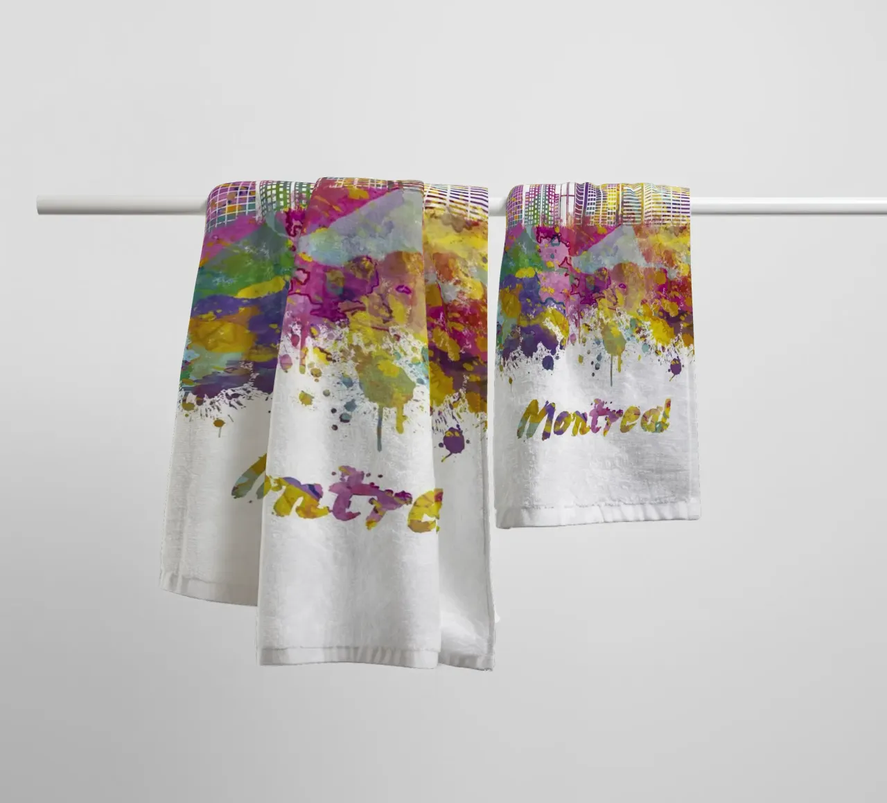Lo skyline di Montreal in acquerello asciugamano da bagno da 🎁 ARTVI-SHOP