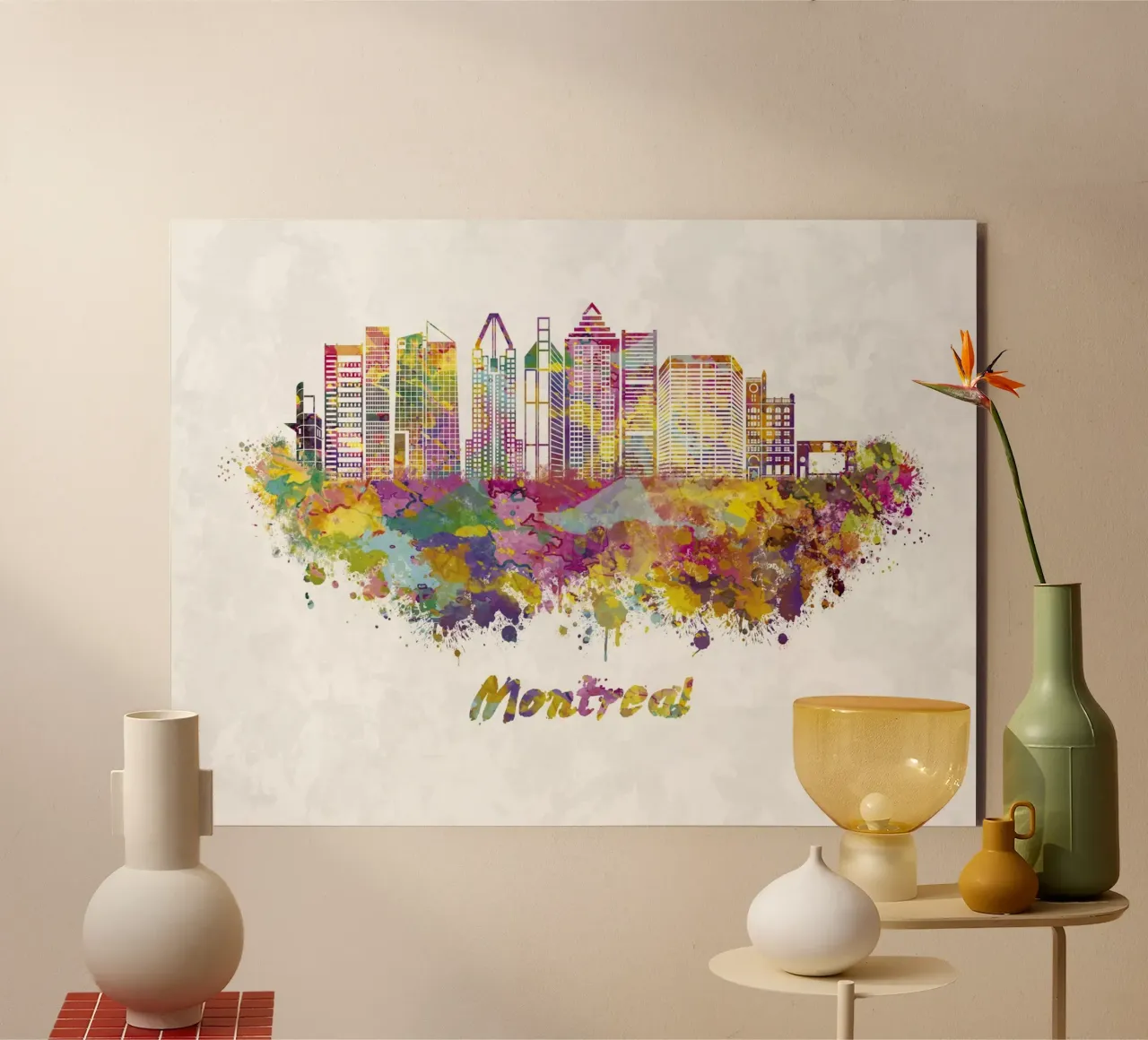 Lo skyline di Montreal in acquerello alluminio dibond da 🎁 ARTVI-SHOP