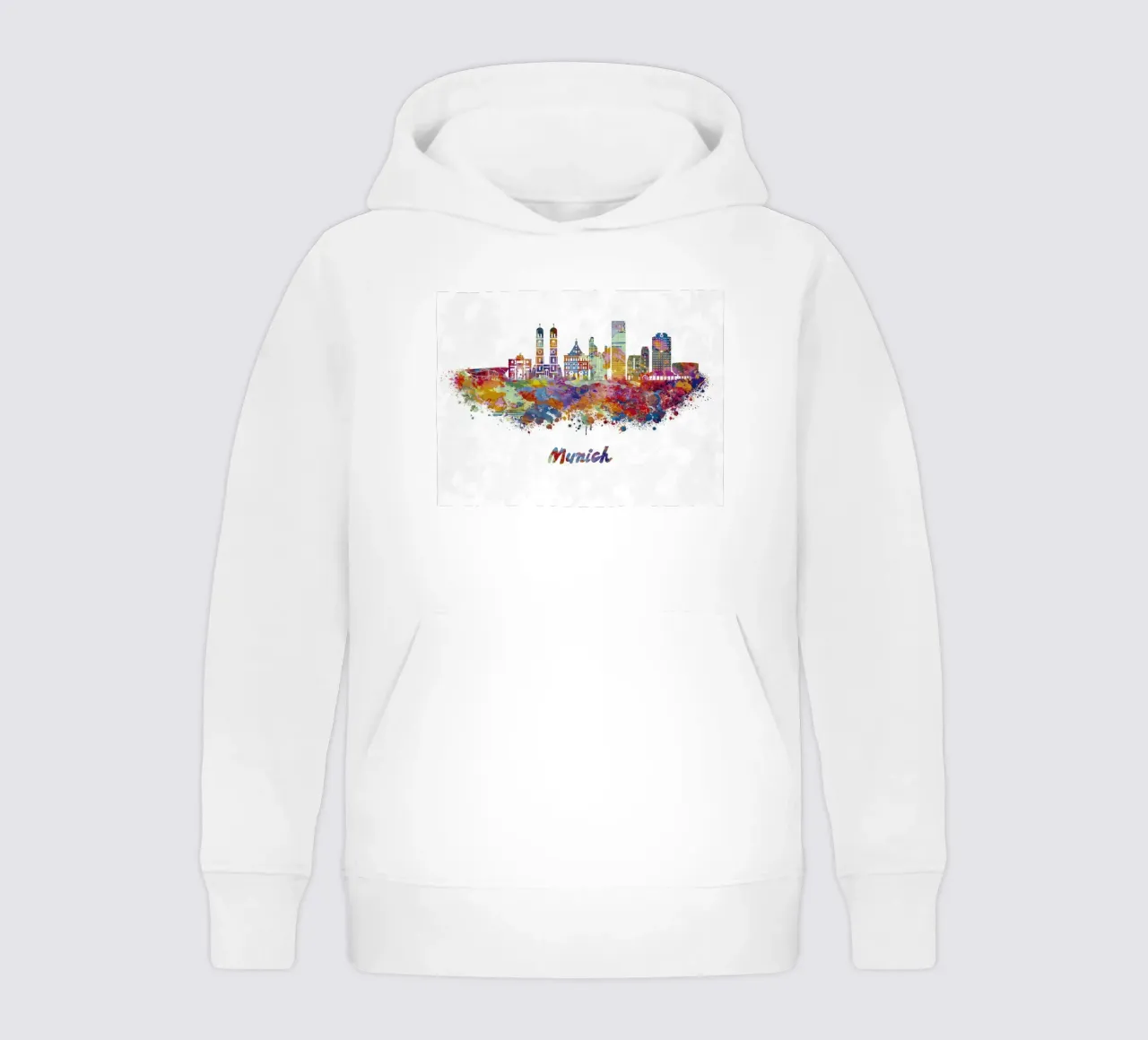 Lo skyline di Monaco di Baviera in acquerello felpa bambino con cappuccio da 🎁 ARTVI-SHOP