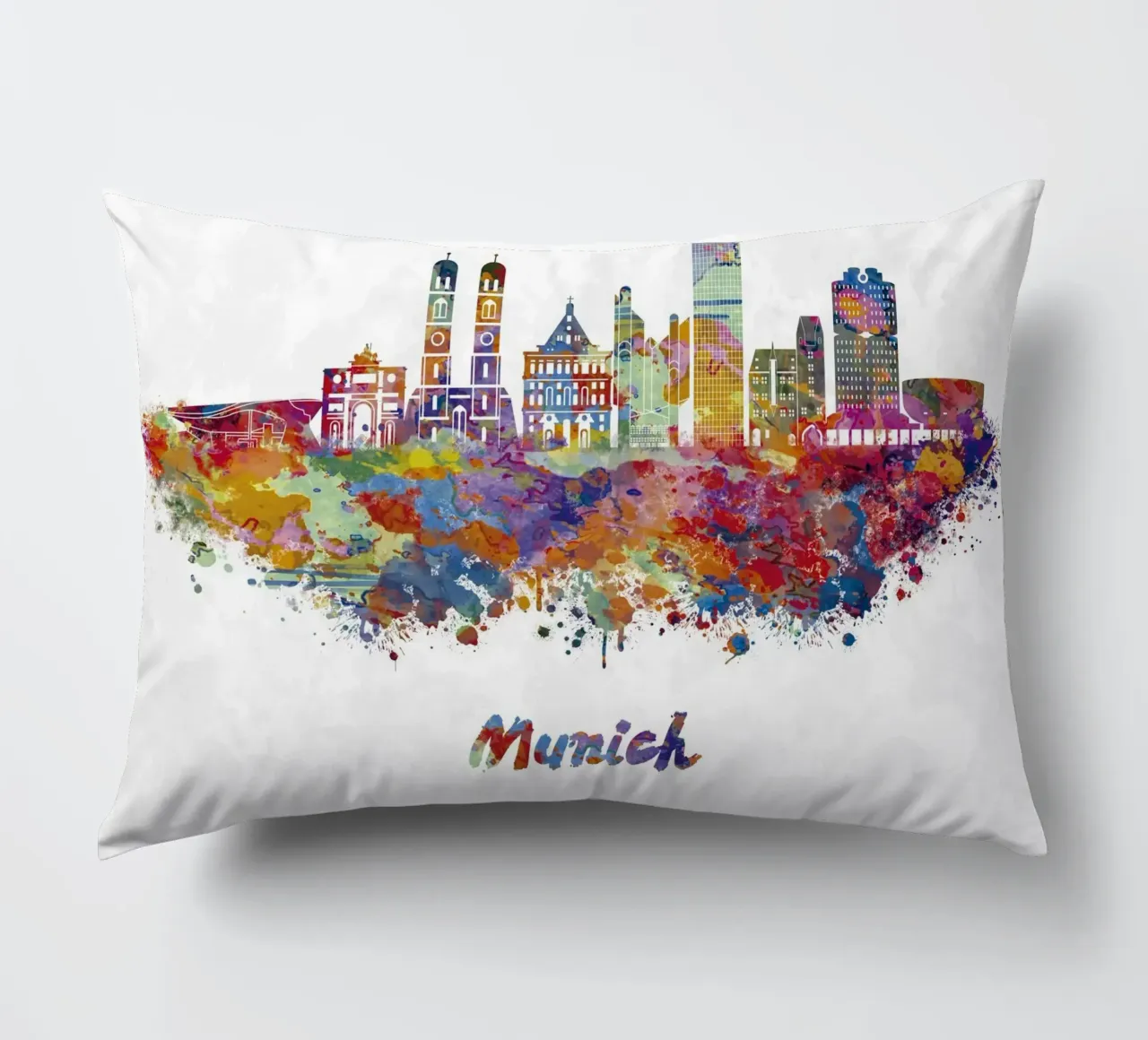 Lo skyline di Monaco di Baviera in acquerello cuscino da ARTVI-SHOP