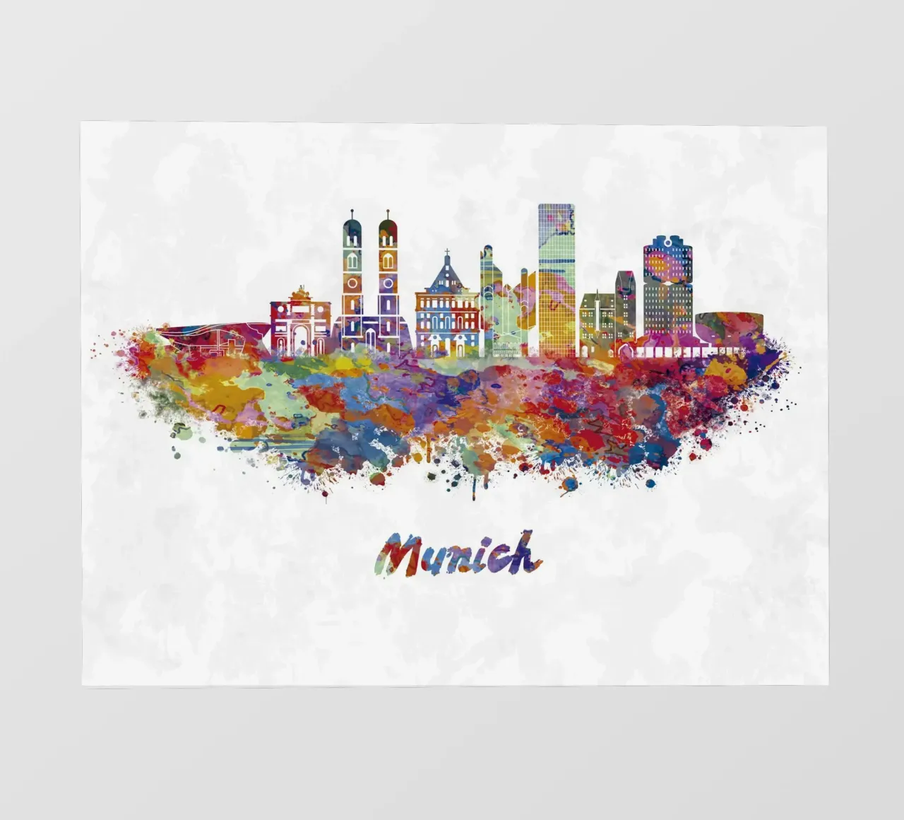Lo skyline di Monaco di Baviera in acquerello telo in pvc da ARTVI-SHOP