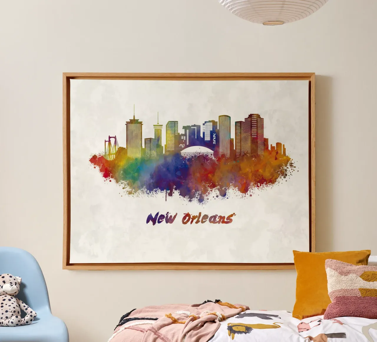 Lo skyline di New Orleans in acquerello tela con Cornice a cassetta da 🎁 ARTVI-SHOP