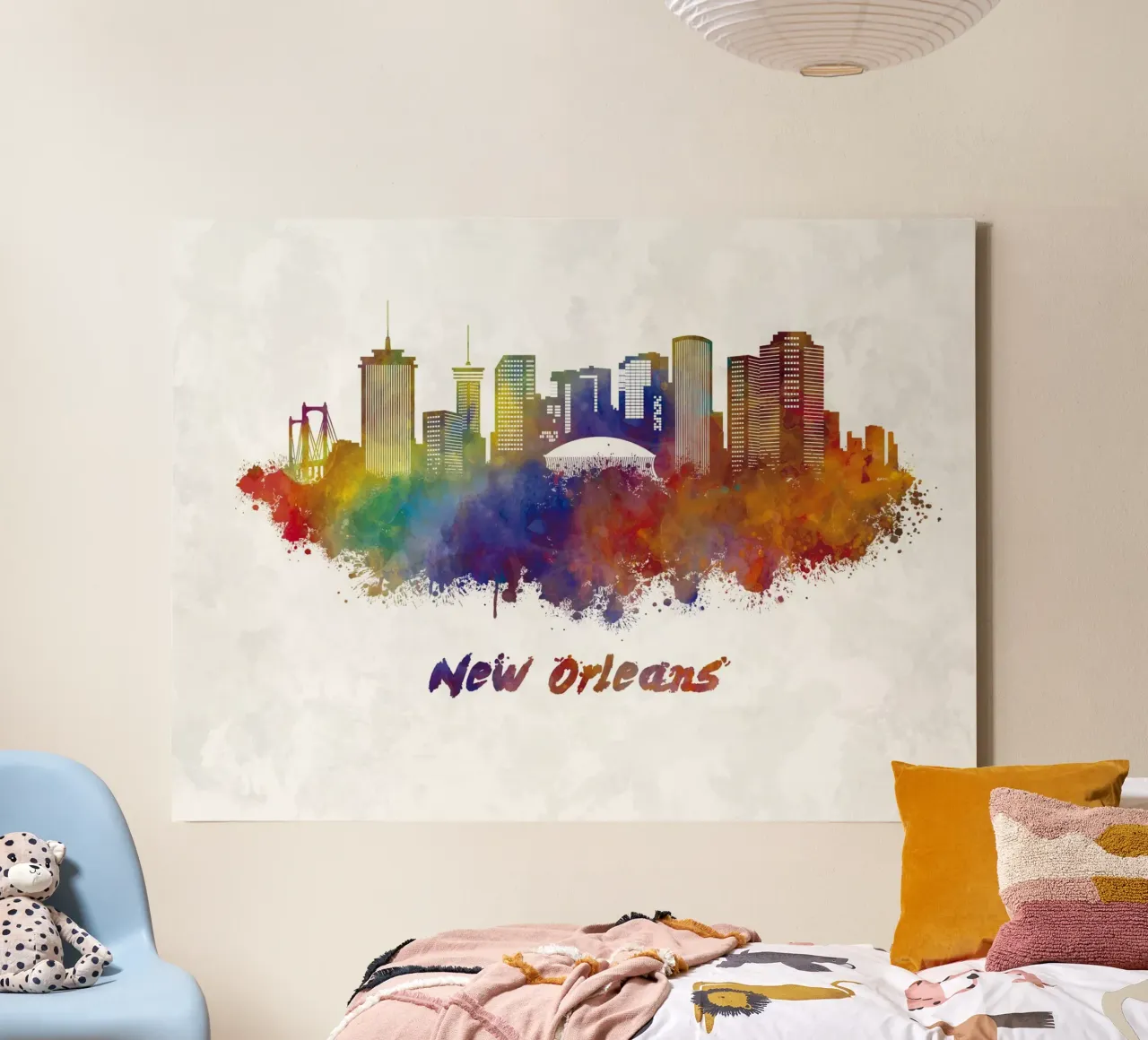 Lo skyline di New Orleans in acquerello tela con Cornice a cassetta da 🎁 ARTVI-SHOP