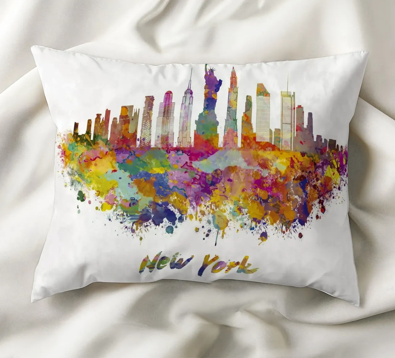 Lo skyline di New York in acquerello cuscino da ARTVI-SHOP
