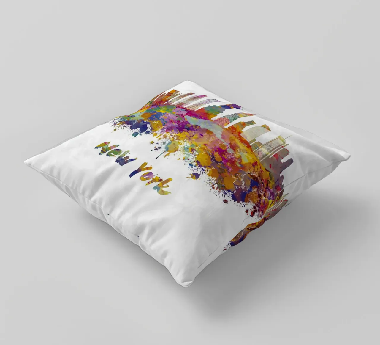 Lo skyline di New York in acquerello cuscino da ARTVI-SHOP