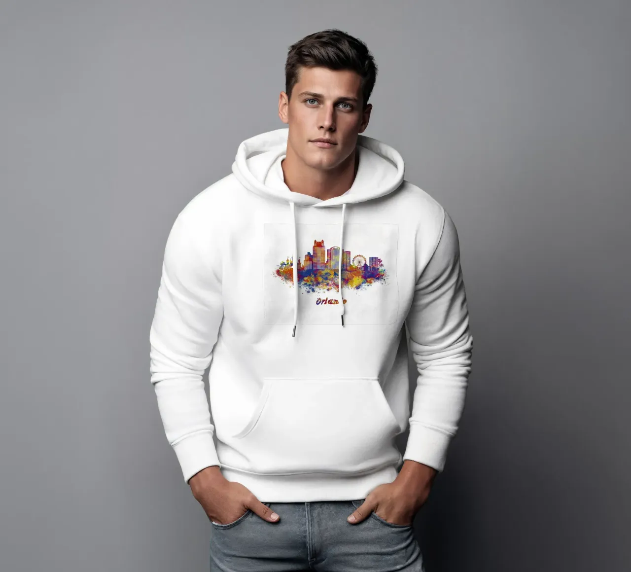 Lo skyline di Orlando in acquerello felpa con cappuccio da ARTVI-SHOP