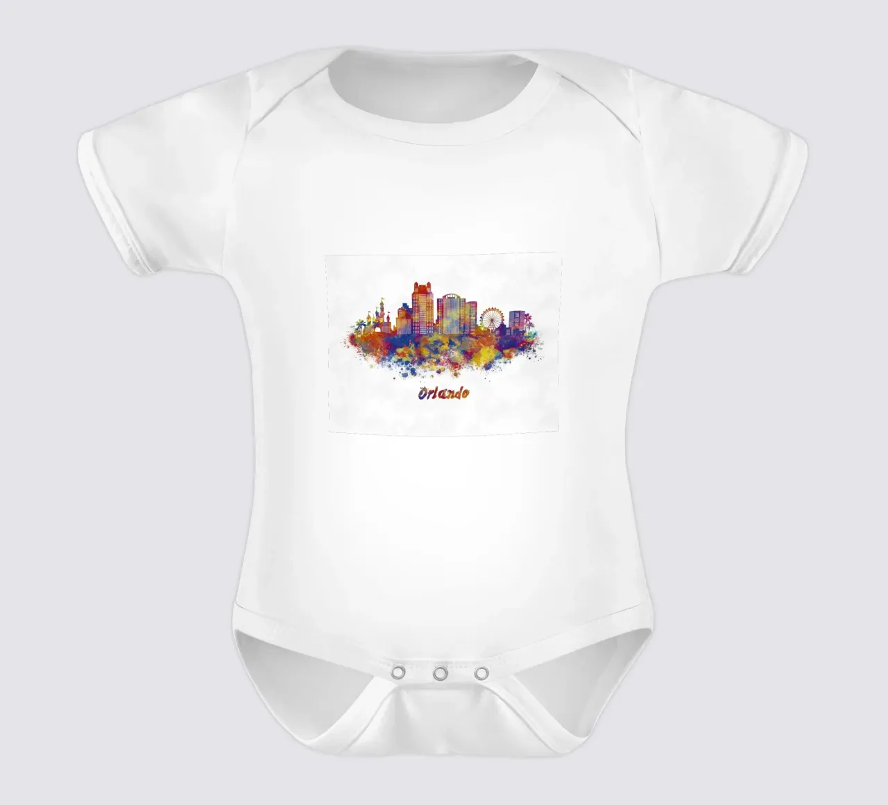 Lo skyline di Orlando in acquerello body neonato maniche corte da ARTVI-SHOP