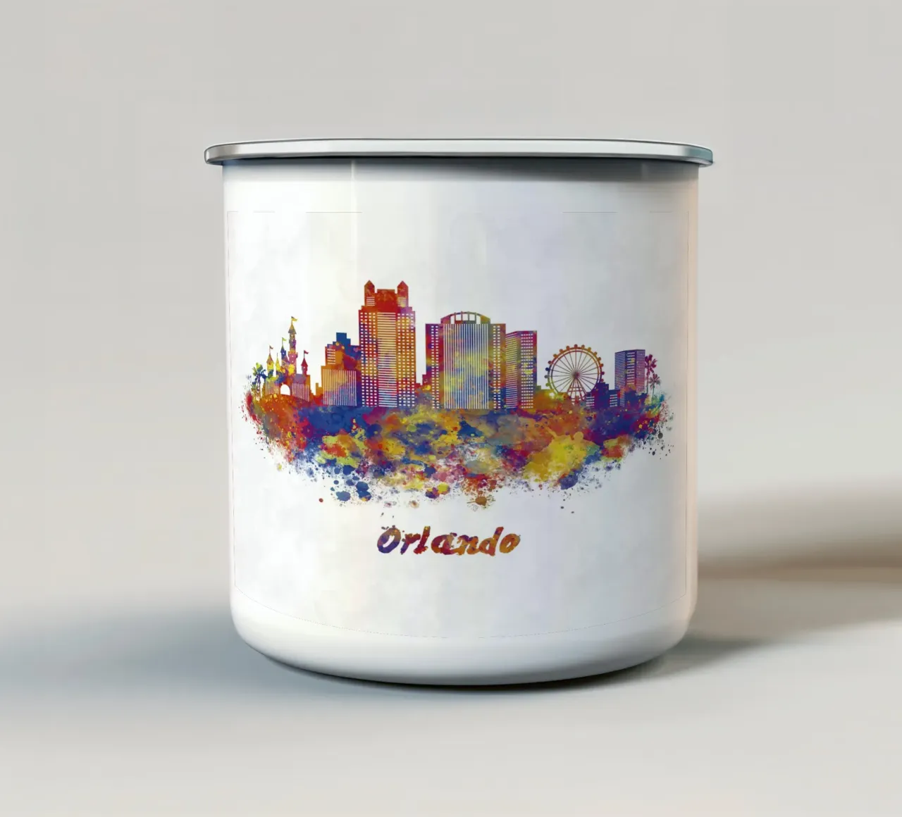 Lo skyline di Orlando in acquerello tazza in smalto da ARTVI-SHOP