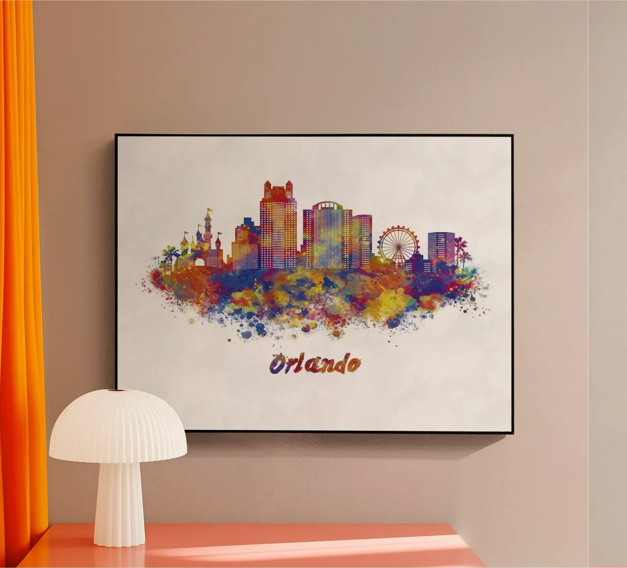 Lo skyline di Orlando in acquerello plexiglass da 🎁 ARTVI-SHOP