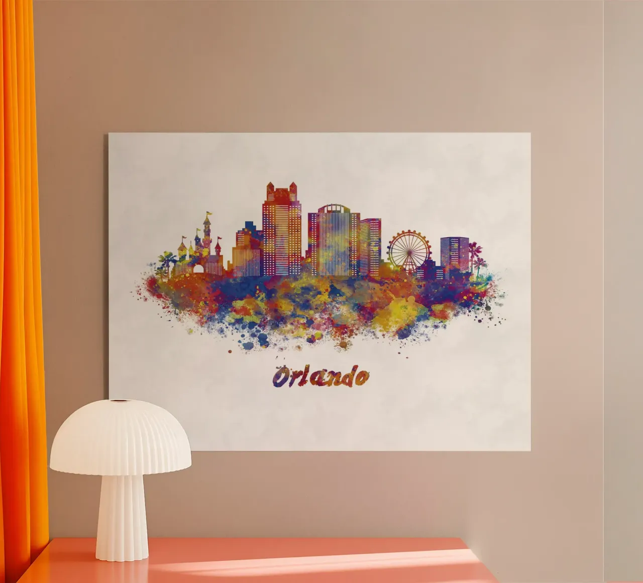 Lo skyline di Orlando in acquerello plexiglass da 🎁 ARTVI-SHOP