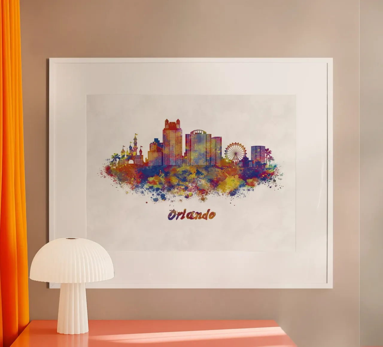 Lo skyline di Orlando in acquerello carta hahnemühle da ARTVI-SHOP