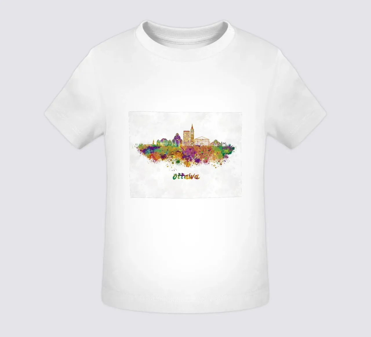 Lo skyline di Ottawa in acquerello maglietta neonato da 🎁 ARTVI-SHOP