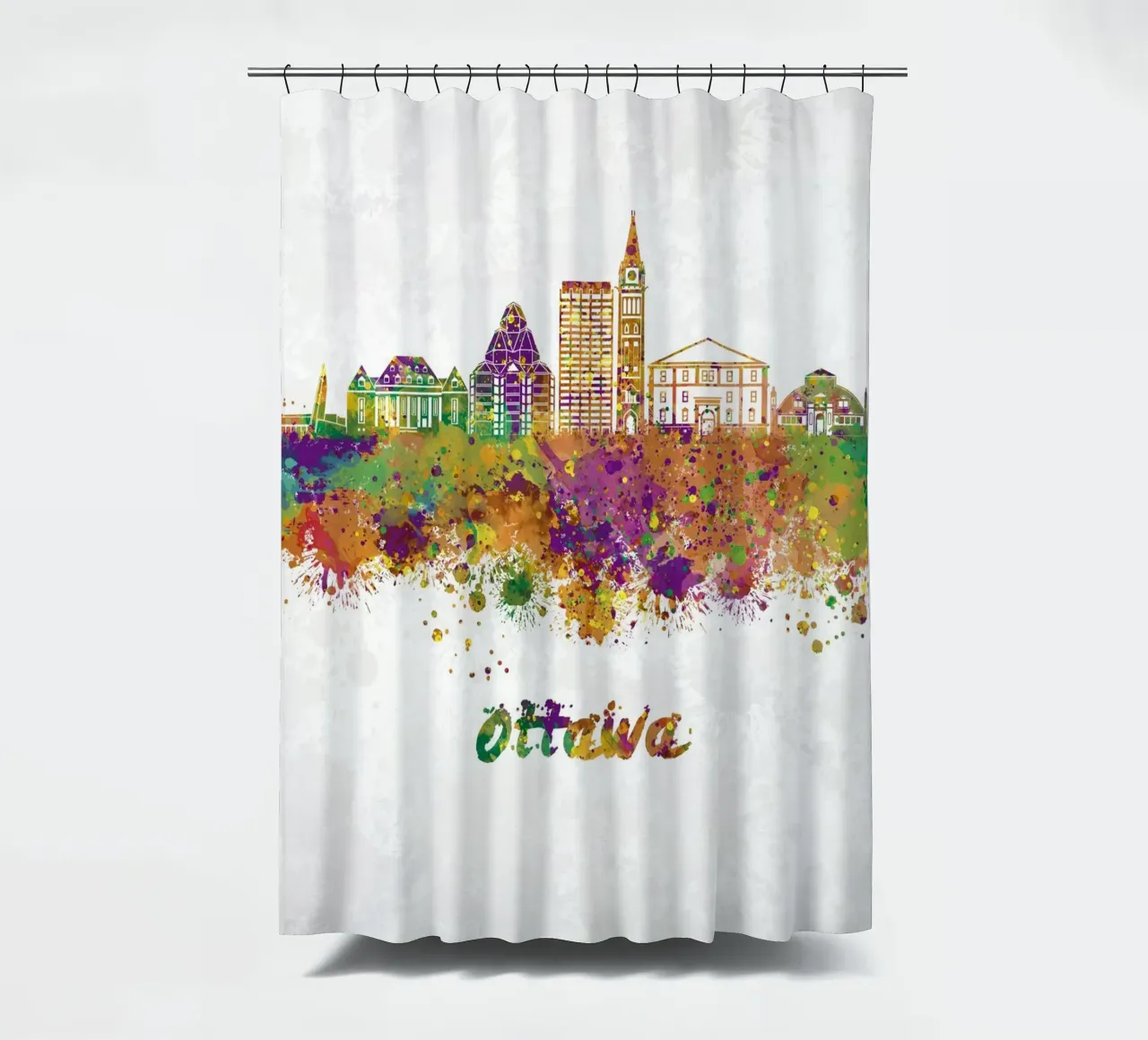 Lo skyline di Ottawa in acquerello tenda da doccia da 🎁 ARTVI-SHOP