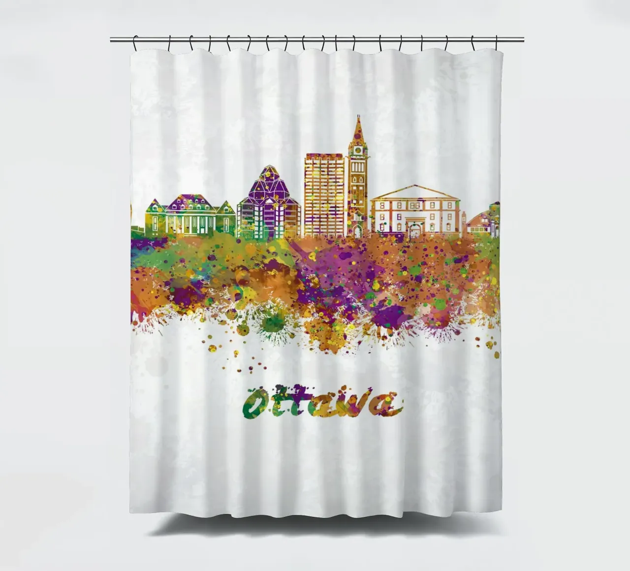 Lo skyline di Ottawa in acquerello tenda da doccia da 🎁 ARTVI-SHOP