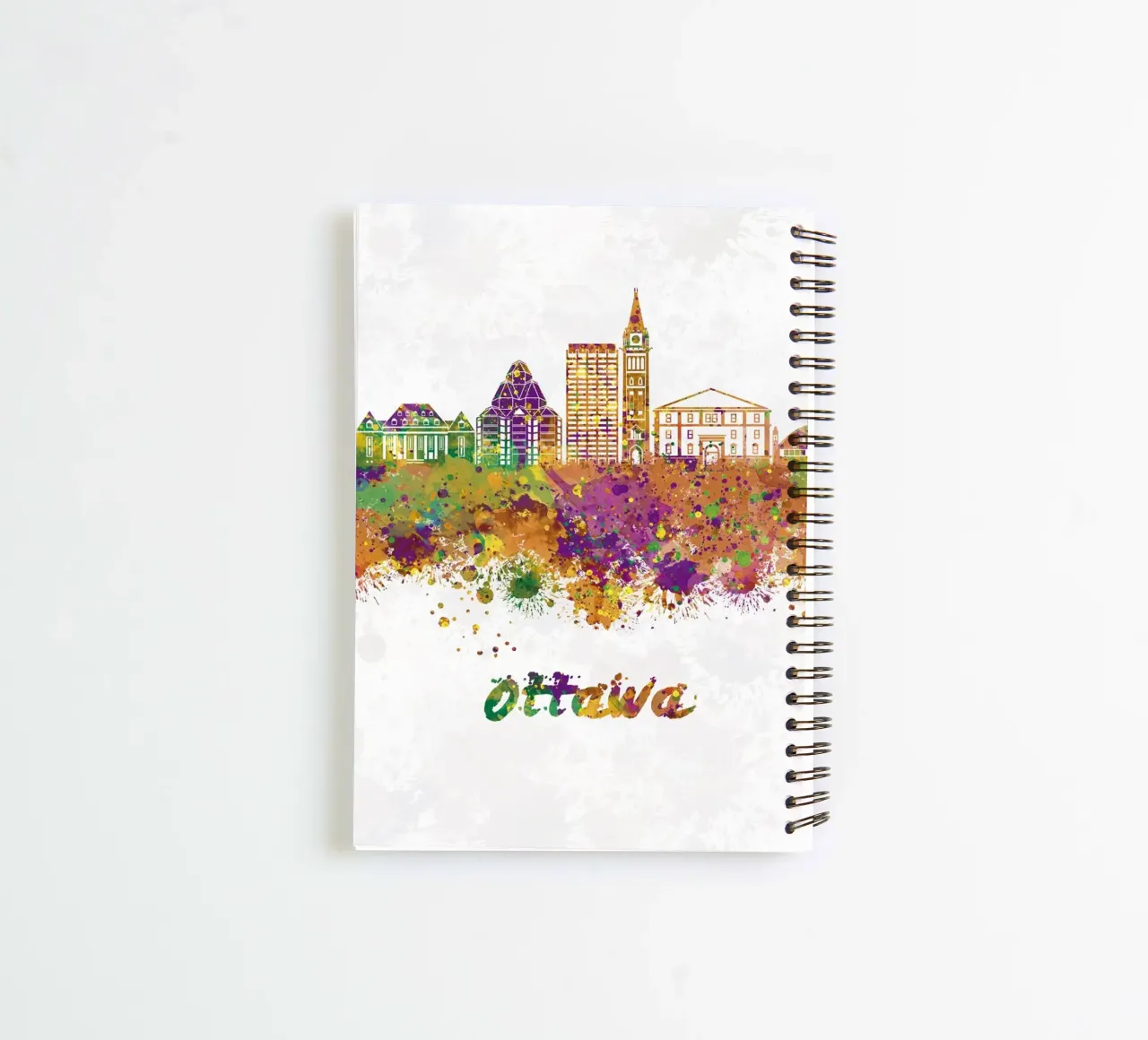 Lo skyline di Ottawa in acquerello diario ad anelli da 🎁 ARTVI-SHOP