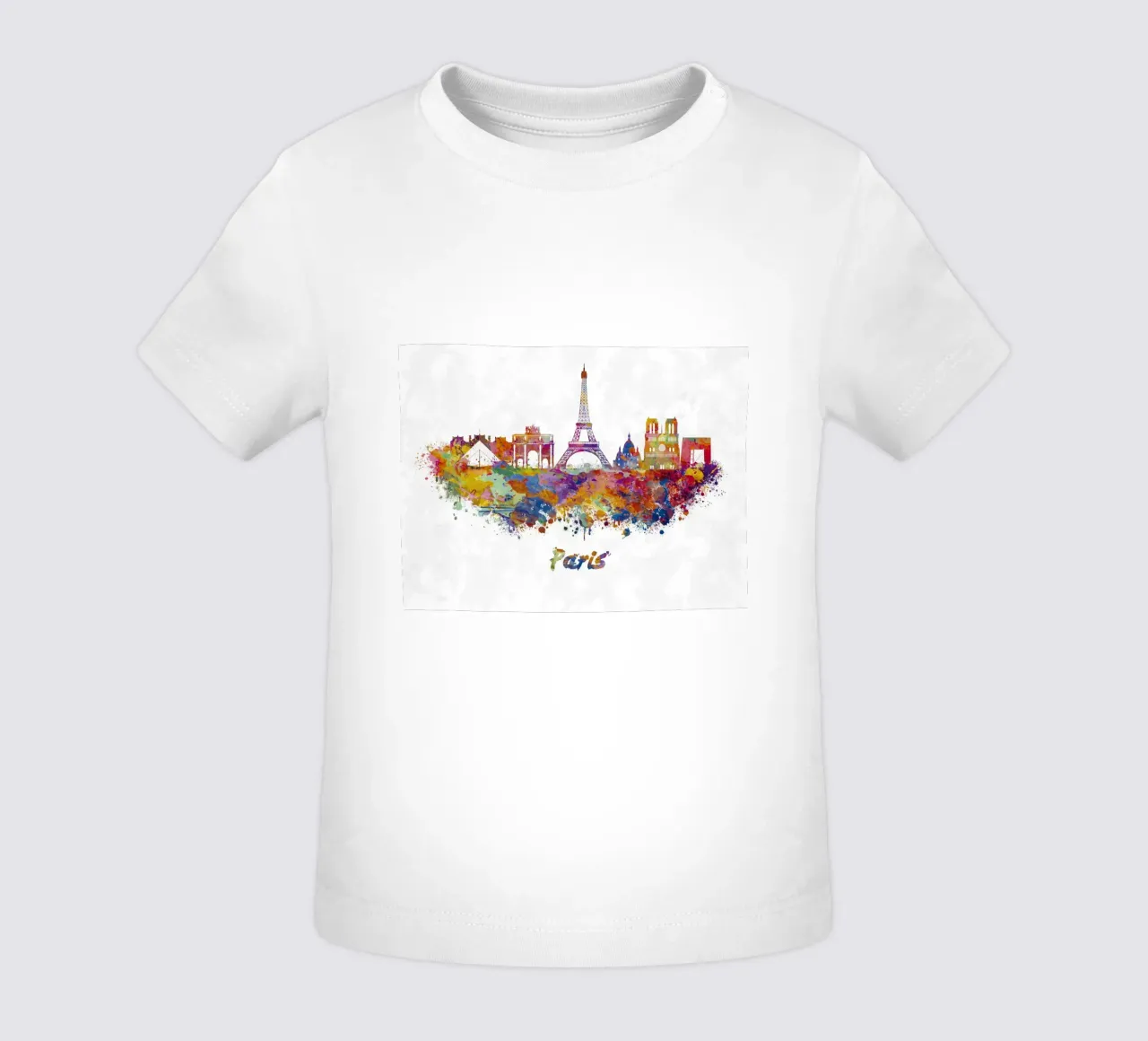 Lo skyline di Parigi in acquerello maglietta neonato da 🎁 ARTVI-SHOP