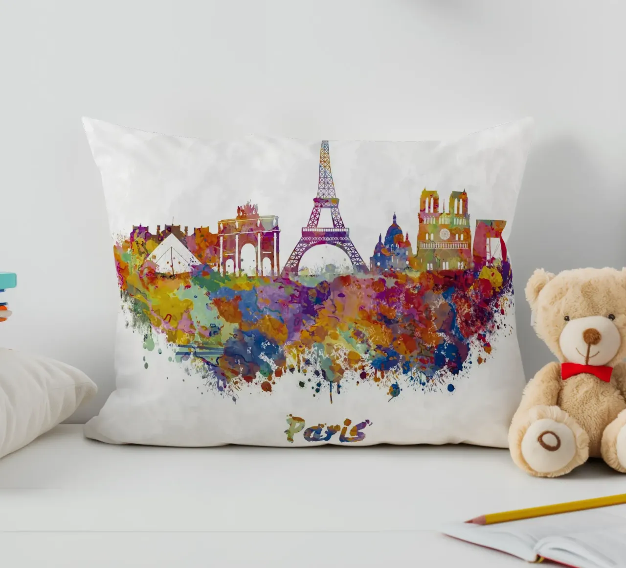 Lo skyline di Parigi in acquerello cuscino da ARTVI-SHOP